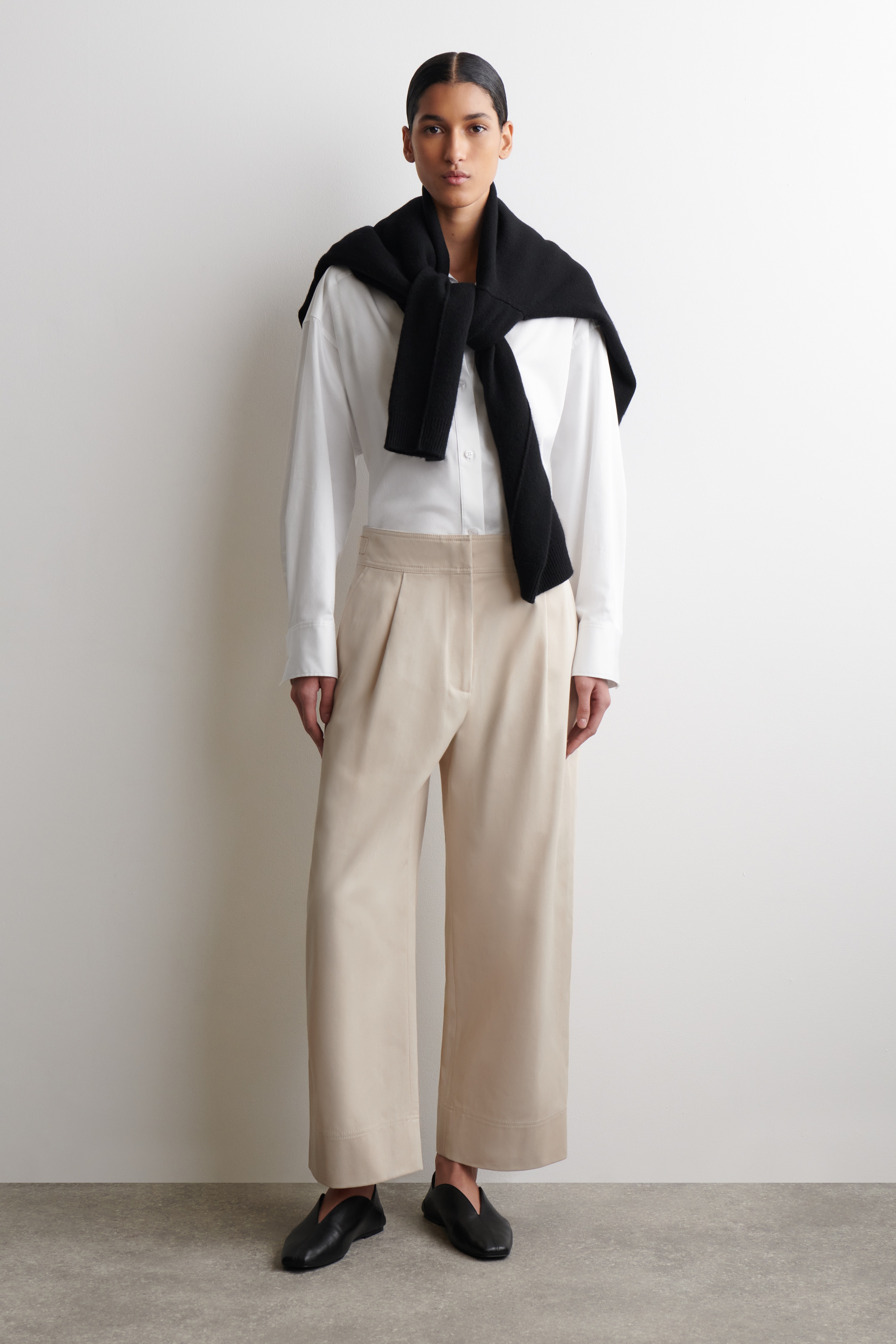 Korte katoenen ballonbroek - lichtbeige/DONKERBRUIN