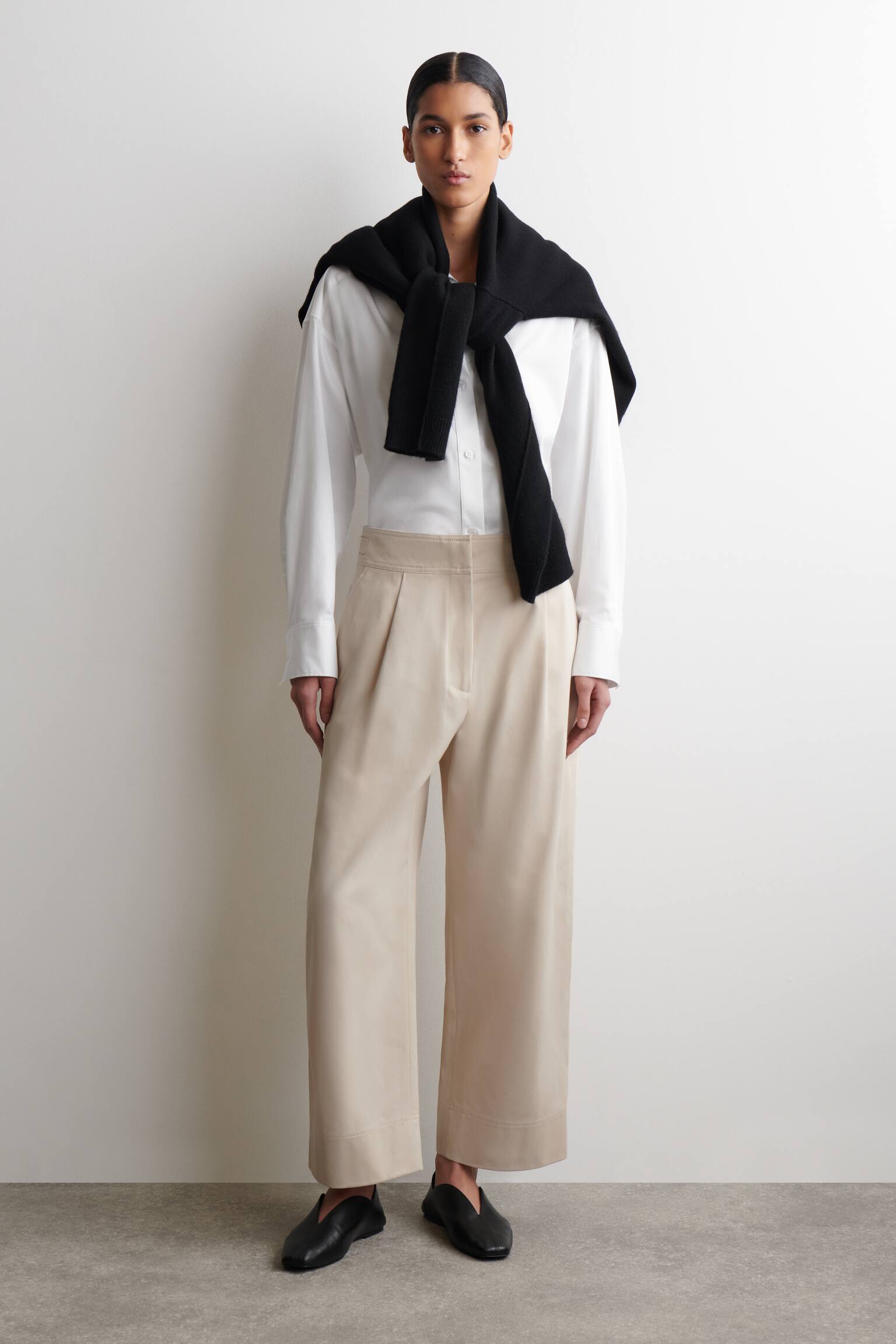 PANTALONI A PALLONCINO CROPPED IN COTONE - BEIGE CHIARO/MARRONE SCURO - 1