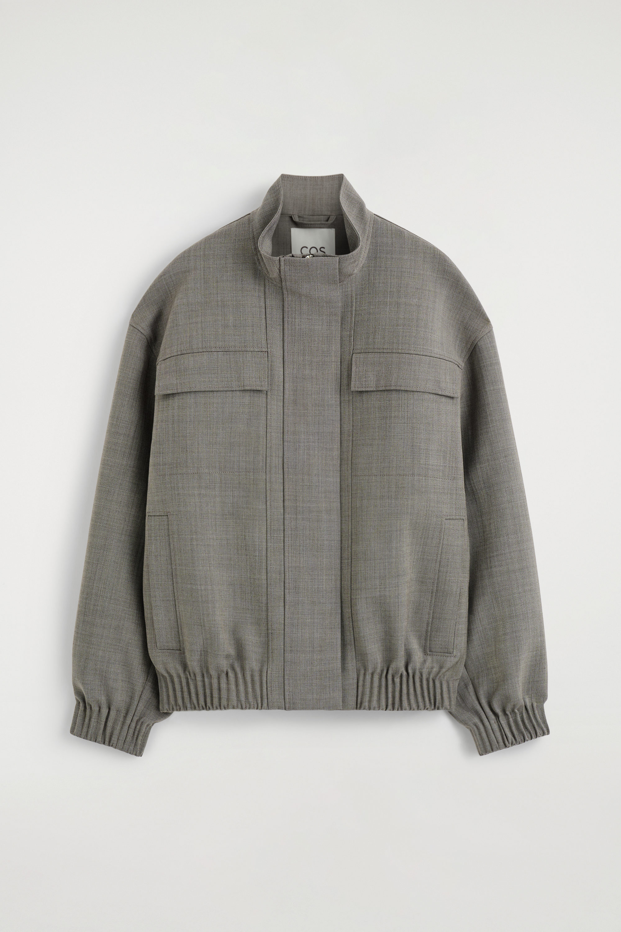 ジャケット・アウター high neck wool bomber jacket MOCK-NECK WOOL-BLEND BOMBER JACKET - TAUPE MÉLANGE | COS US