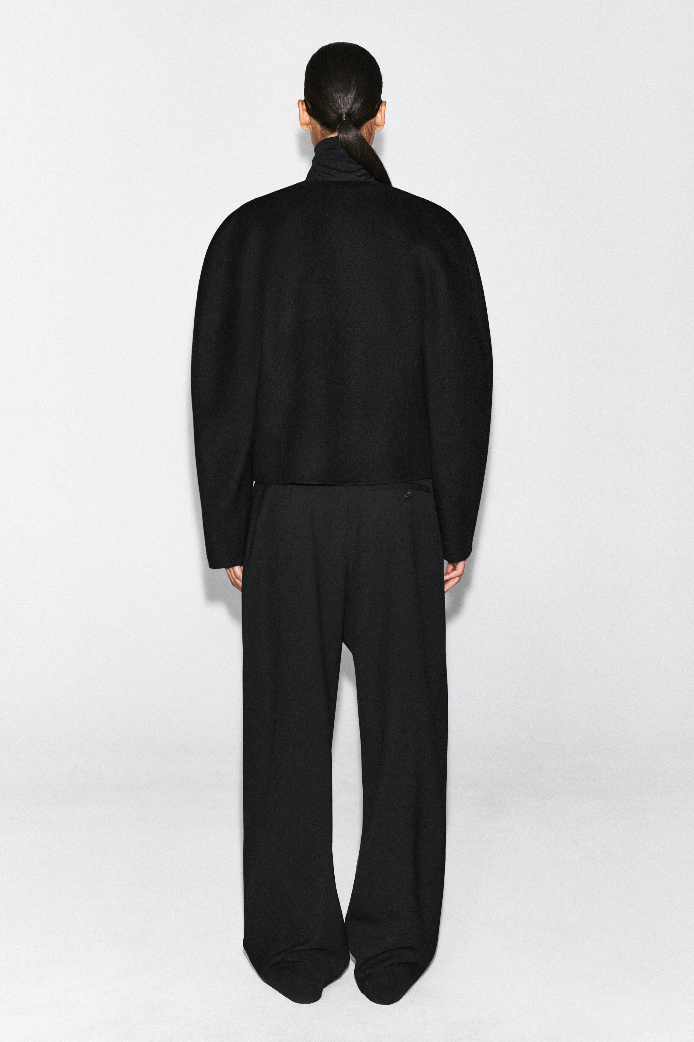 CROPPED DOUBLE-FACED WOOL-BLEND BLAZER - thumbnail 4