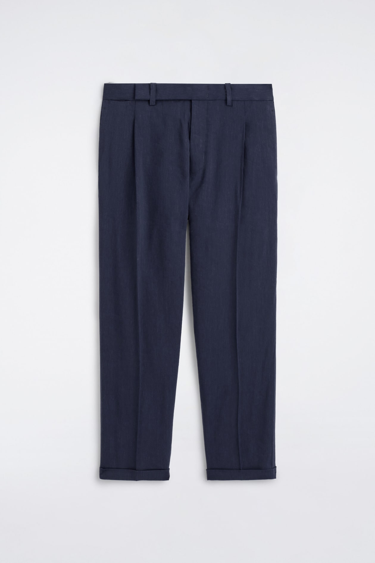 LINEN REGULAR-FIT STRAIGHT-LEG TROUSERS