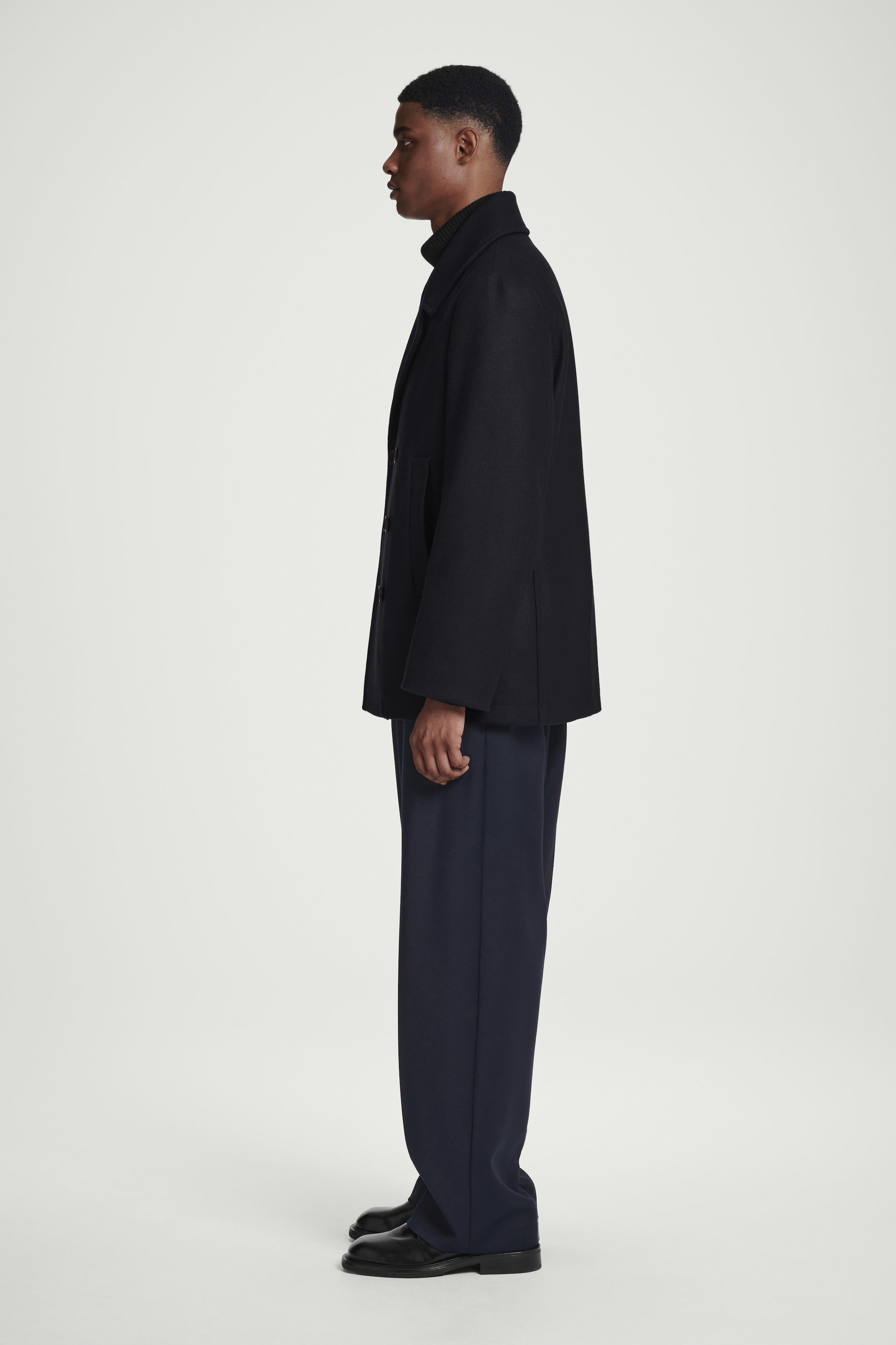 DOUBLE-BREASTED WOOL PEA COAT