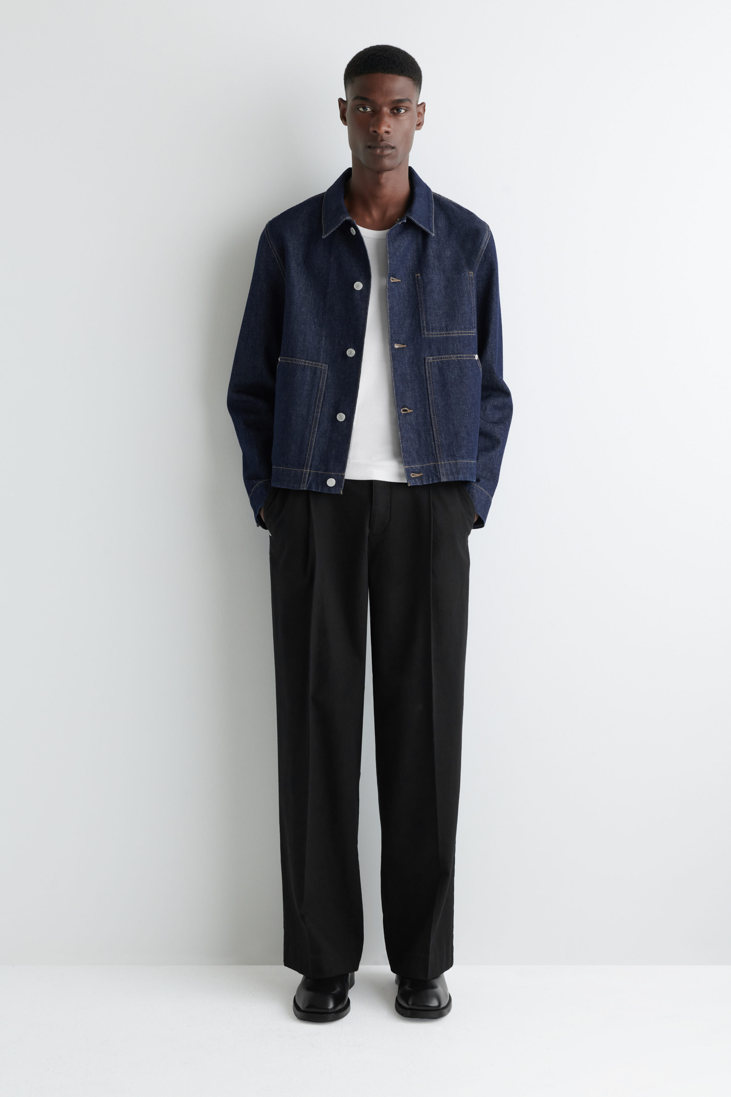 RINSED-DENIM JACKET - DARK BLUE | COS US