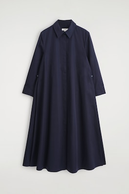 VOLUMINOUS MAXI SHIRT DRESS — NAVY 2