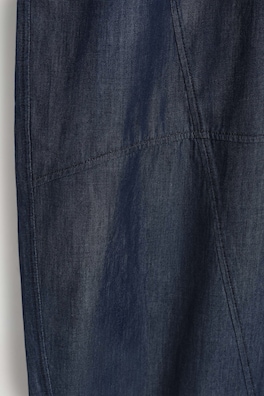 ELASTICATED BARREL-LEG DENIM PANTS — DARK BLUE 7