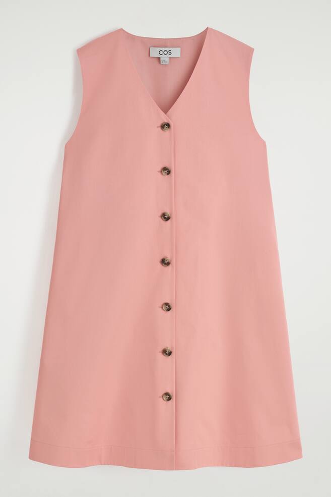 ROBE COURTE BOUTONNÉE EN COTON PIMA - ROSE/NOIR - 1
