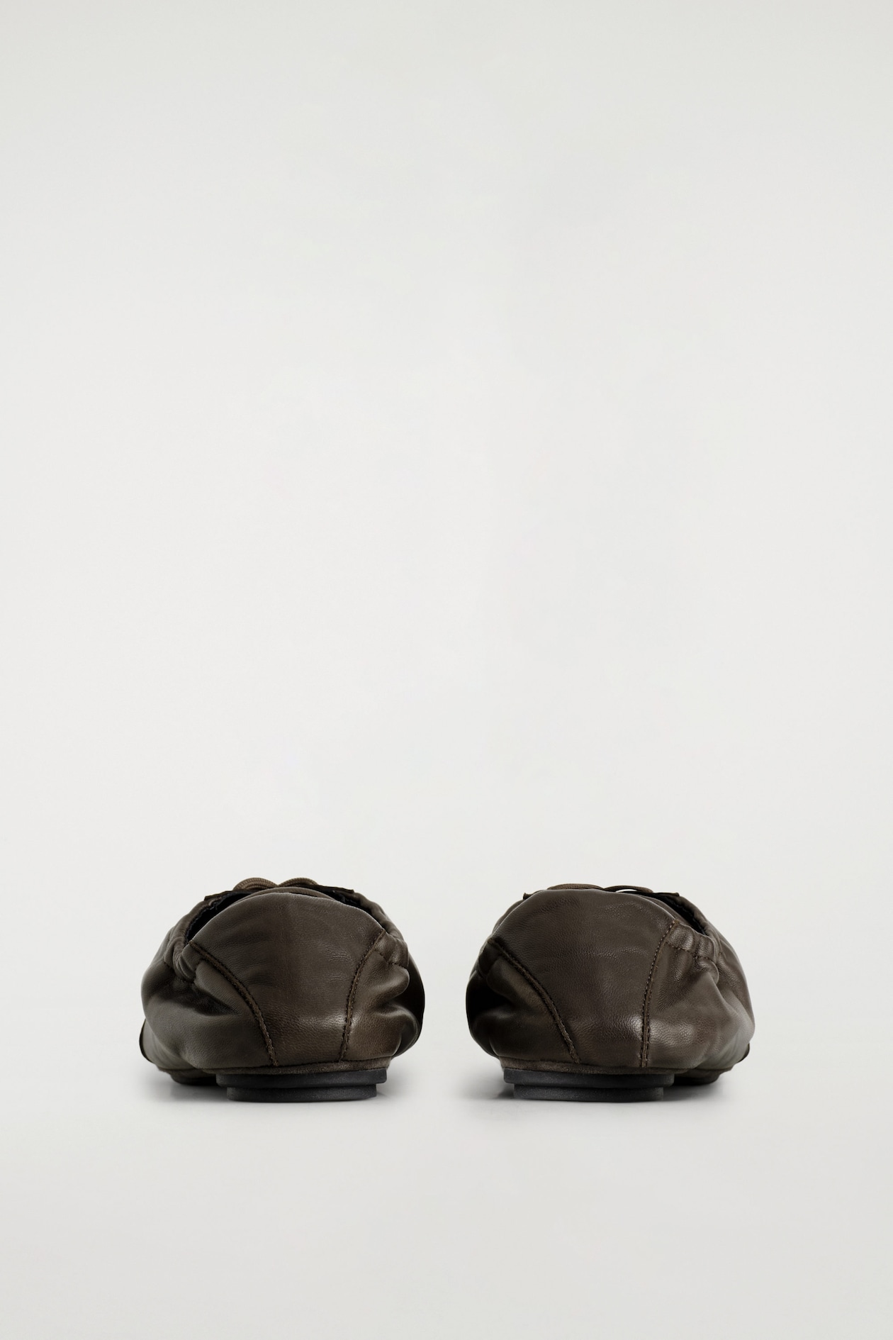 LEATHER BALLET TRAINERS — DARK BROWN