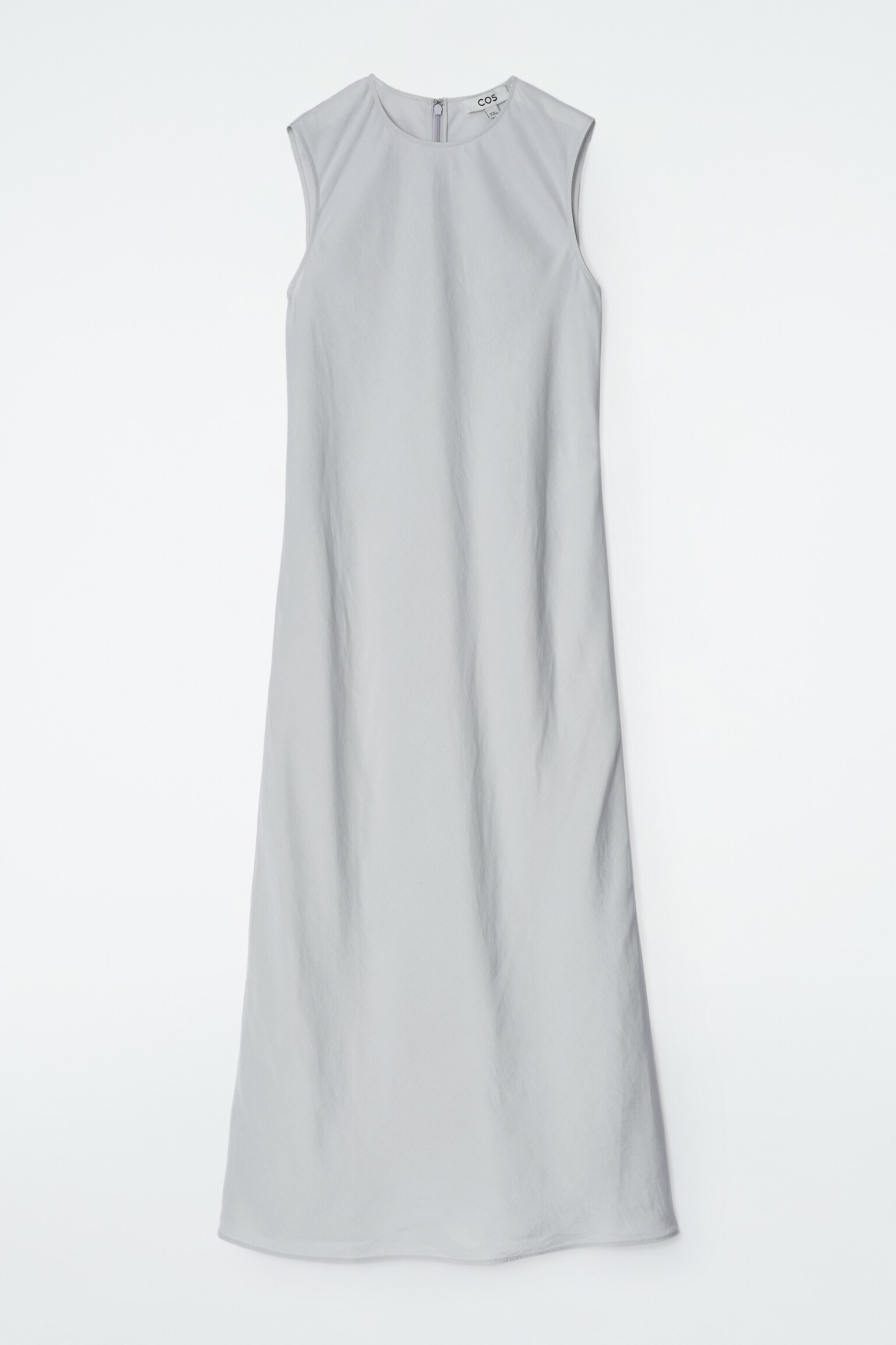 VESTIDO MIDI EN MEZCLA DE LINO - AZUL ACERO/MARRÓN OSCURO - 2