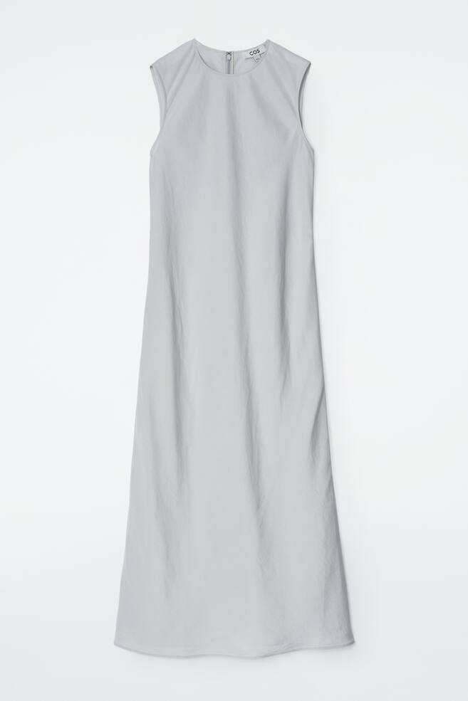 ROBE MIDI COUPÉE EN BIAIS EN LIN MÉLANGÉ - Bleu acier/BLEU - 1
