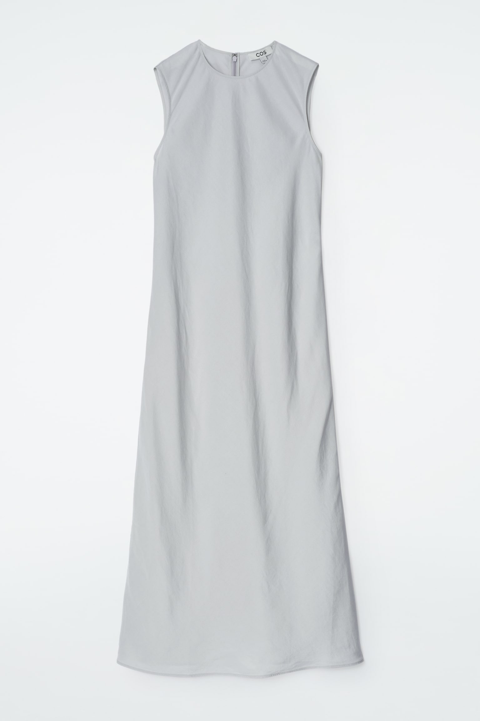 ROBE MIDI COUPÉE EN BIAIS EN LIN MÉLANGÉ - Bleu acier/BRUN FONCÉ - 2