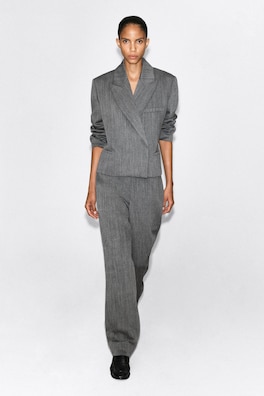 TAILORED WOOL STRAIGHT-LEG PANTS — HEATHER 1