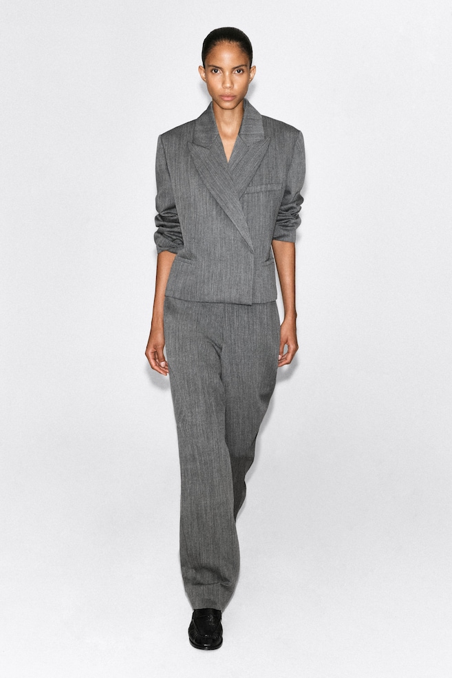 TAILORED WOOL STRAIGHT-LEG PANTS — HEATHER