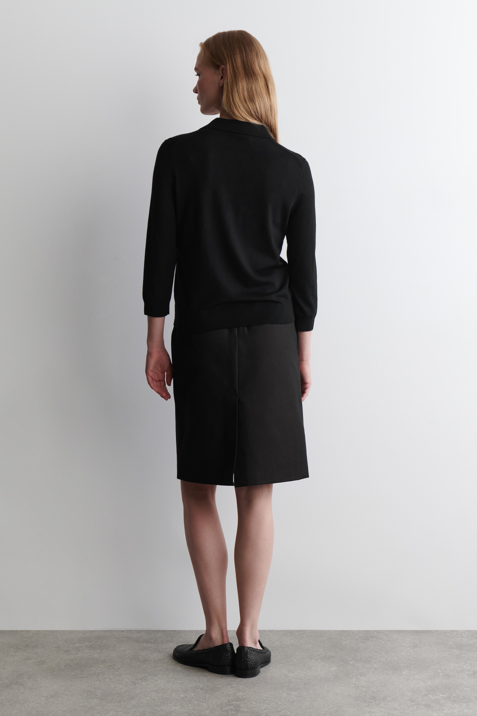 MERINO WOOL POLO JUMPER - BLACK/RUST/GREY MÉLANGE - 3