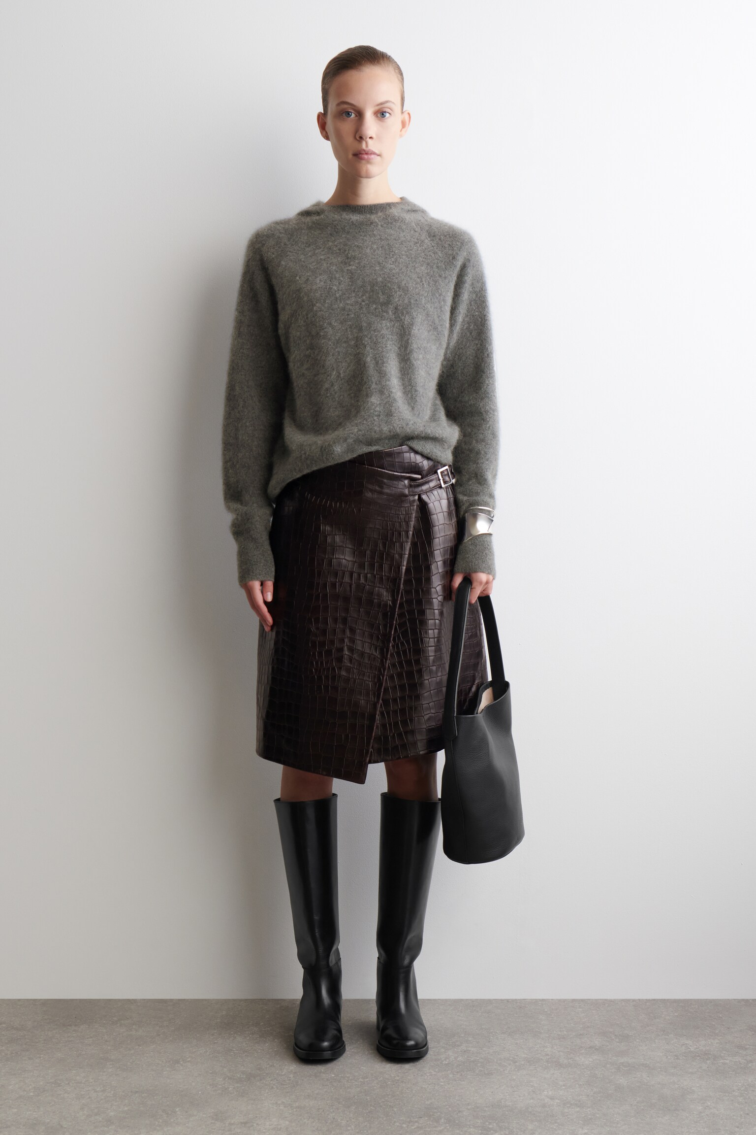 BRUSHED-CASHMERE HOODIE - GREEN-GREY/BLACK - 7