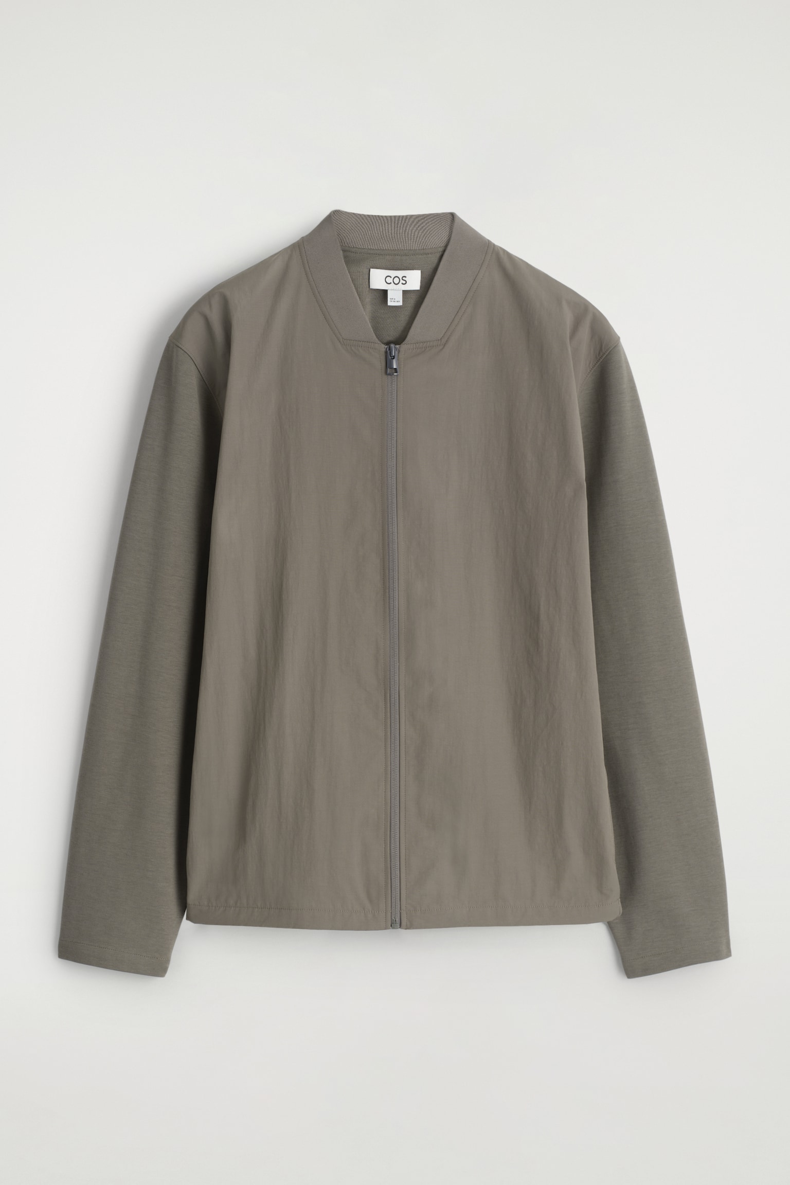 CHAQUETA BOMBER CON PANELES DE NAILON - MARRÓN GRISÁCEO/NEGRO - 2
