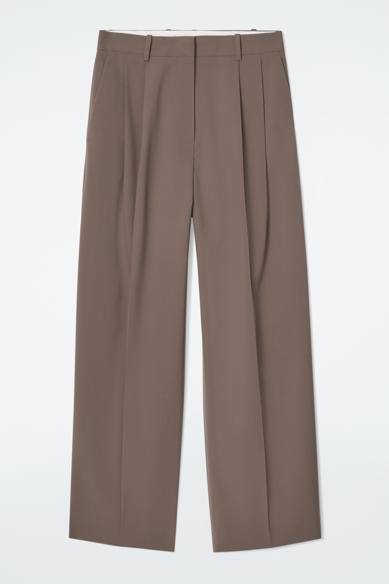PANTALON LARGE EN SERGÉ DÉCONTRACTÉ - TAUPE | COS