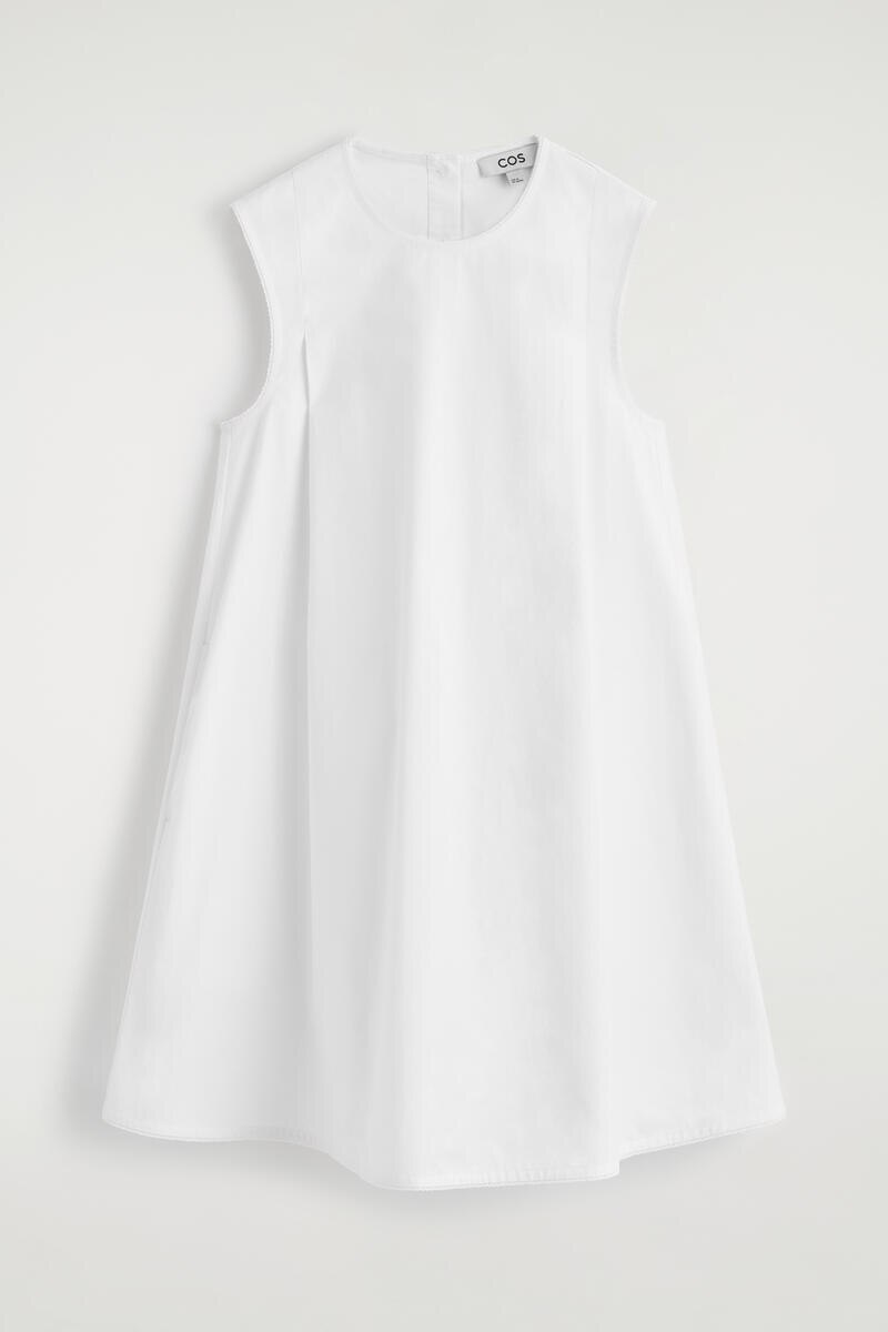 Picot-Trimmed Pleated Mini Dress