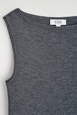 SEAMLESS MERINO WOOL MINI DRESS — CHARCOAL MÉLANGE 7