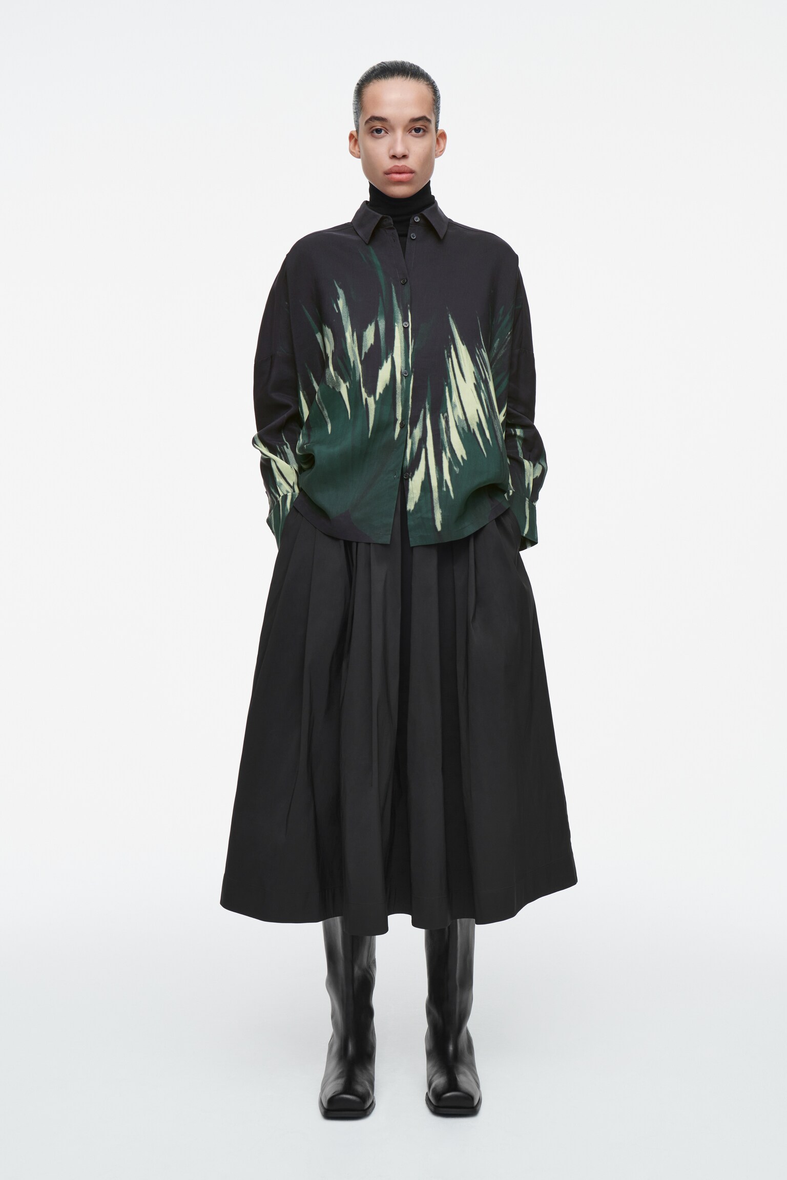 CHEMISE IMPRIMÉE EN LIN MÉLANGÉ - NOIR / IMPRIMÉ - 5