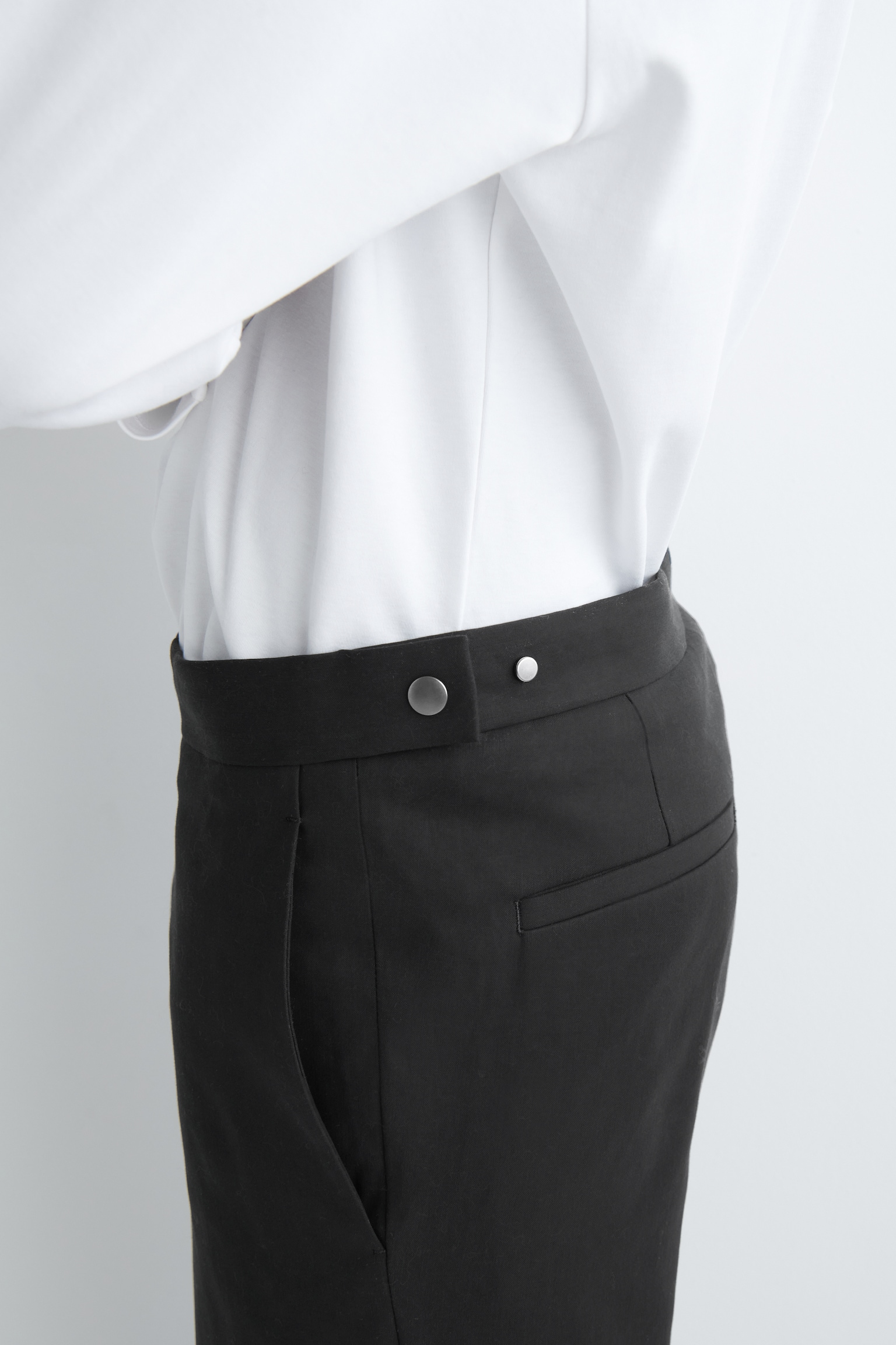 COTTON SLIM-LEG TROUSERS - BLACK/NAVY - 4