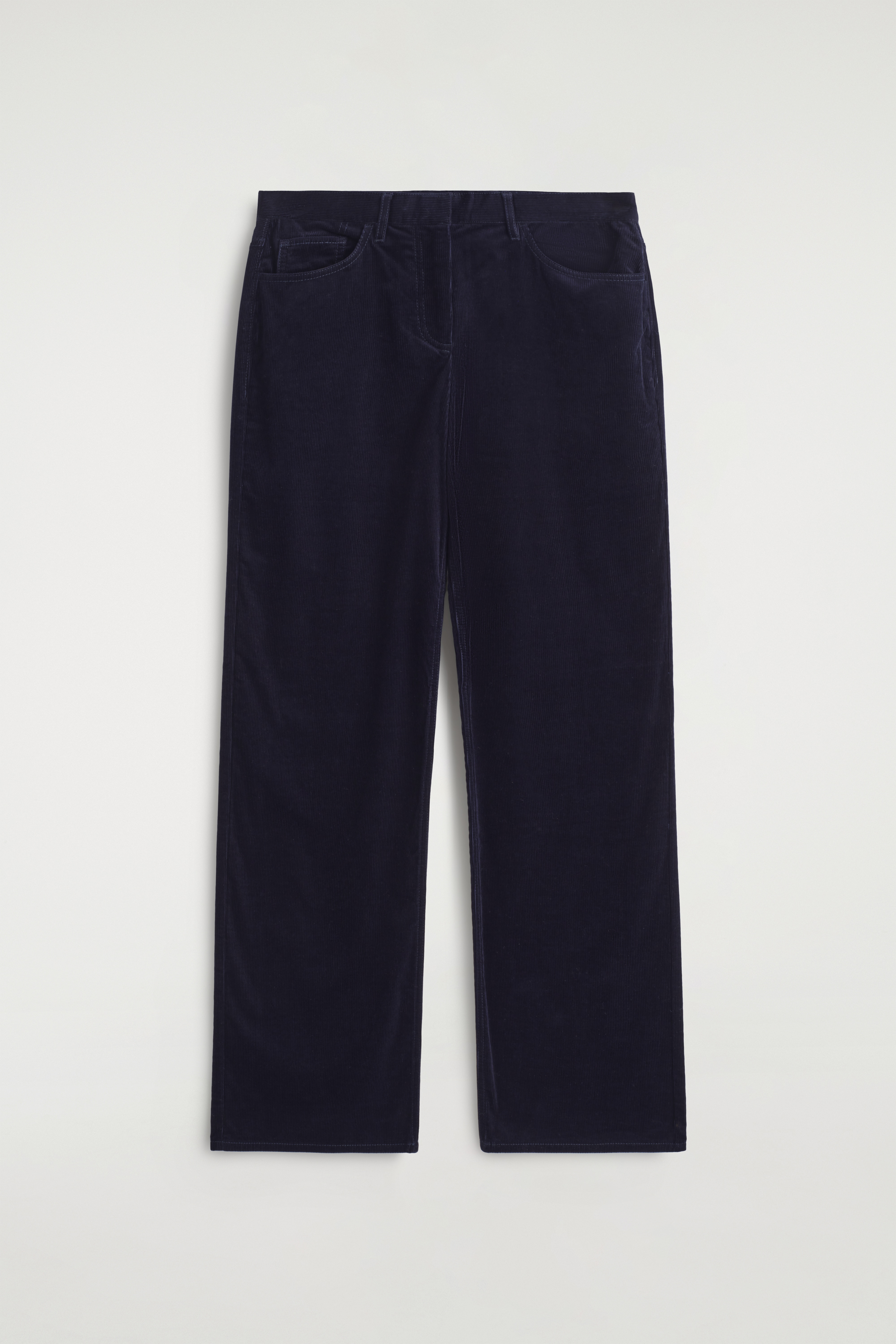 PANTALONI A GAMBA DRITTA IN VELLUTO A COSTE - BLU NAVY