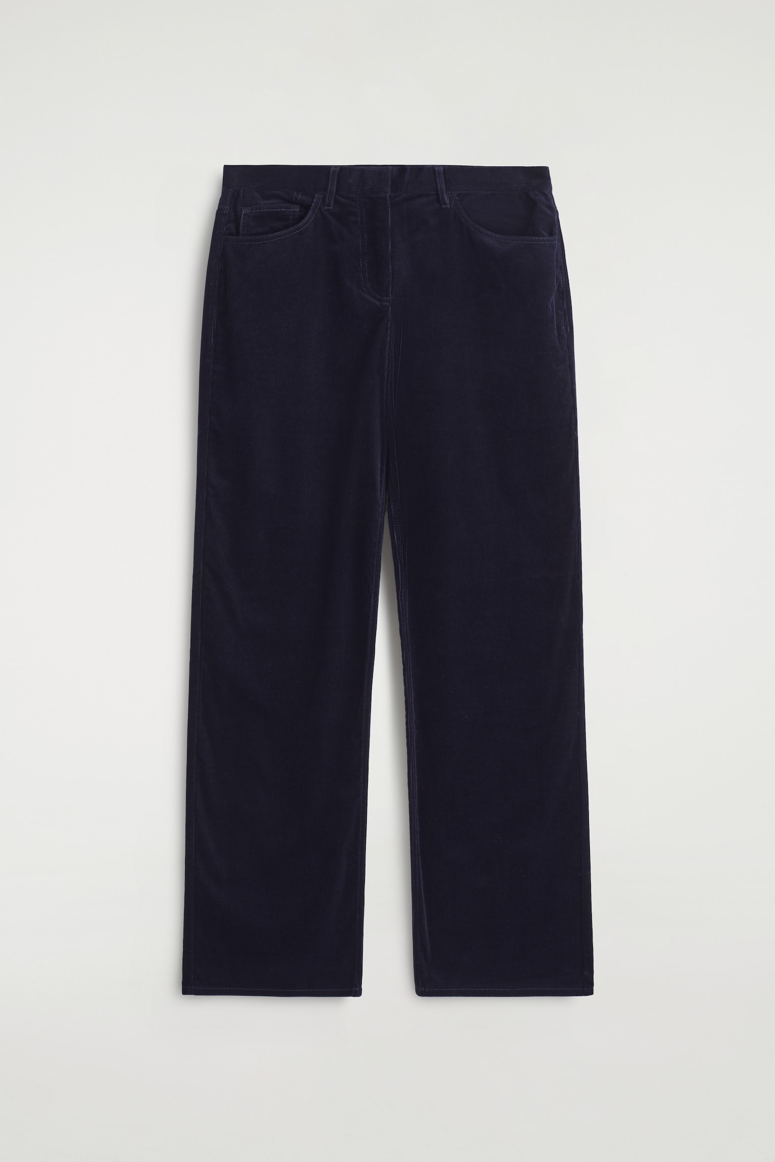 PANTALON DROIT EN VELOURS CÔTELÉ - BLEU MARINE - 2