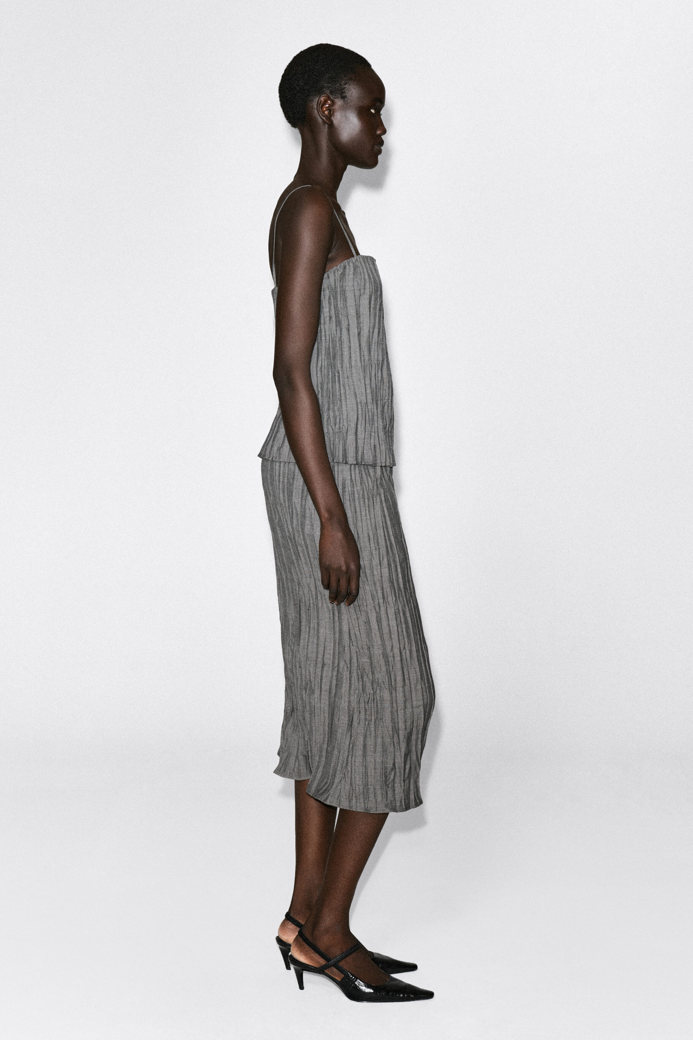 CRUSHED-PLEAT MIDI SKIRT thumbnail 4