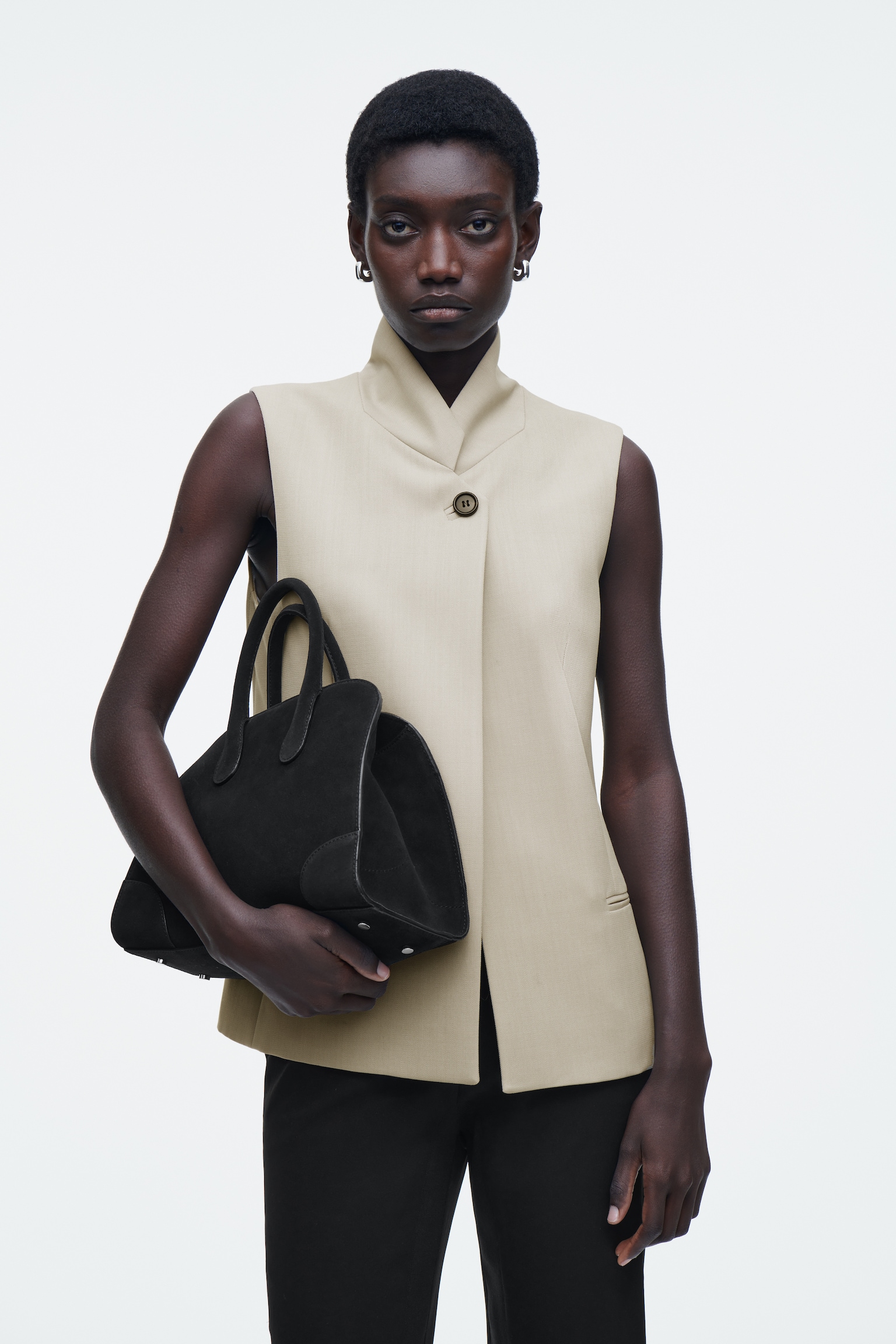 MINI STUDIO BOWLING BAG - SUEDE - BLACK/SAND
