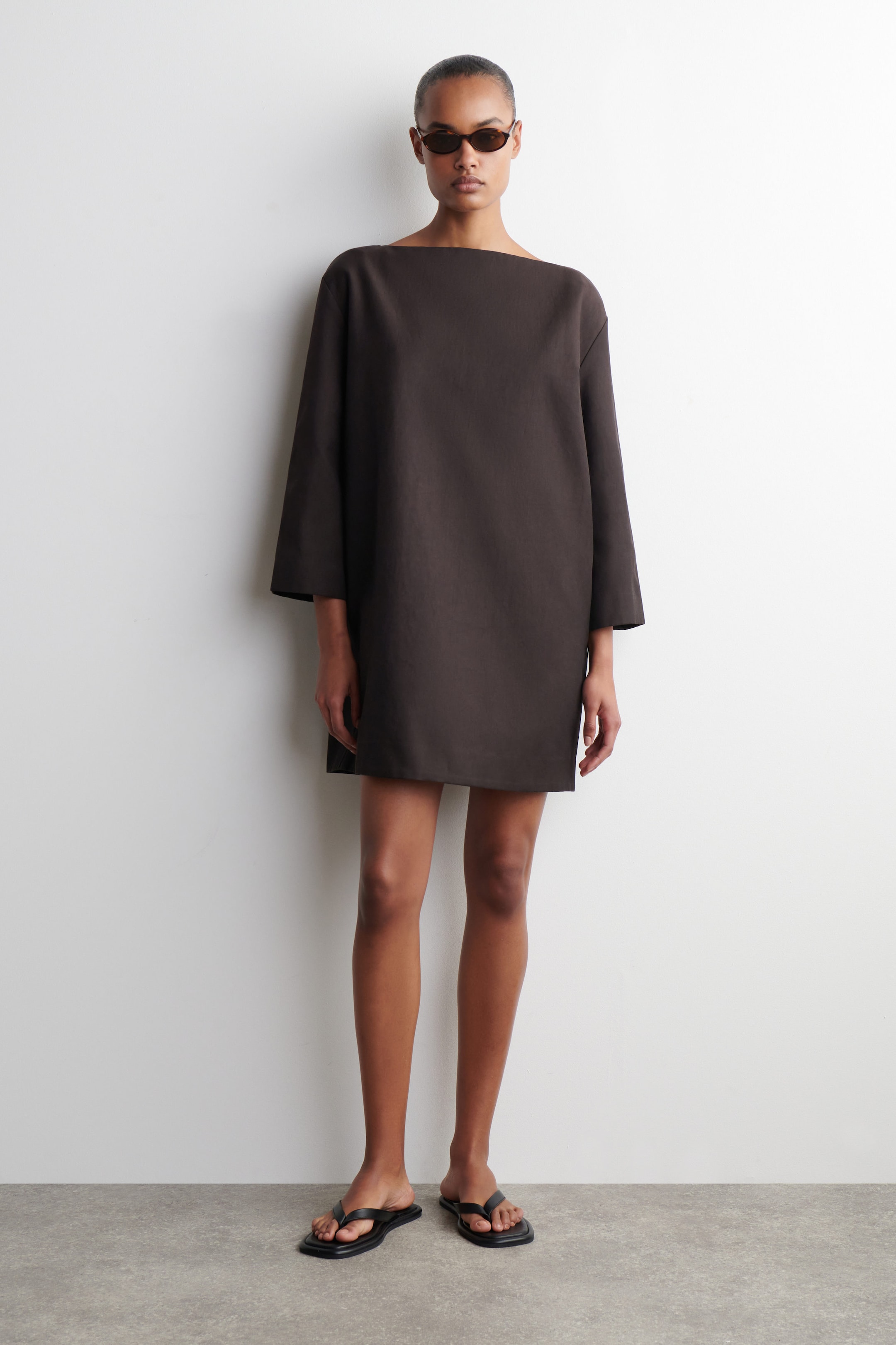 LINEN A-LINE MINI DRESS