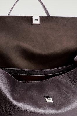 TRULLO OVERSIZED FLAP BAG - LEATHER — ESPRESSO 3