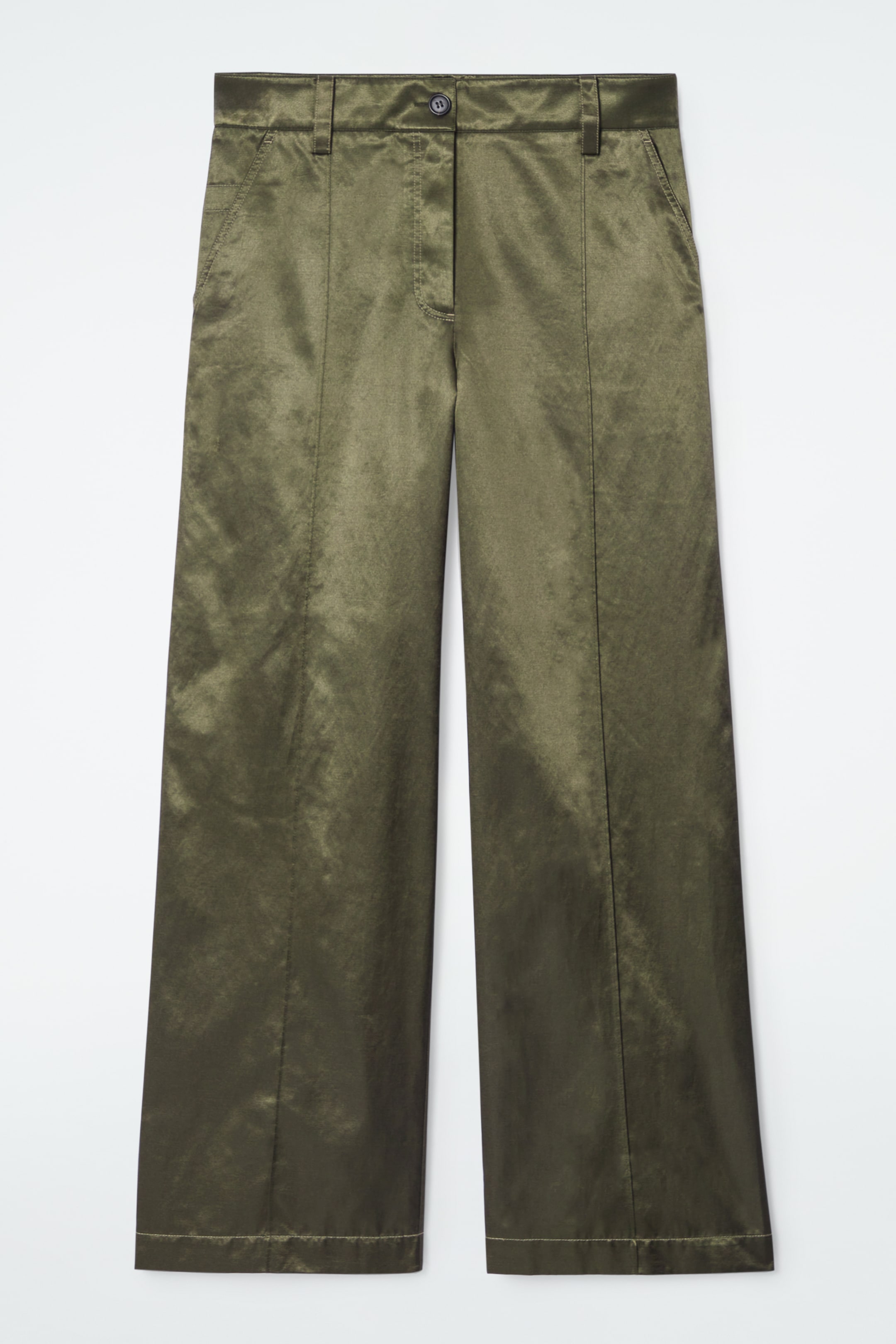 Agrandir l'image: PANTALON WORKWEAR SATINÉ À PLIS PIQUÉS - KAKI - FEMME | H&M CH 6