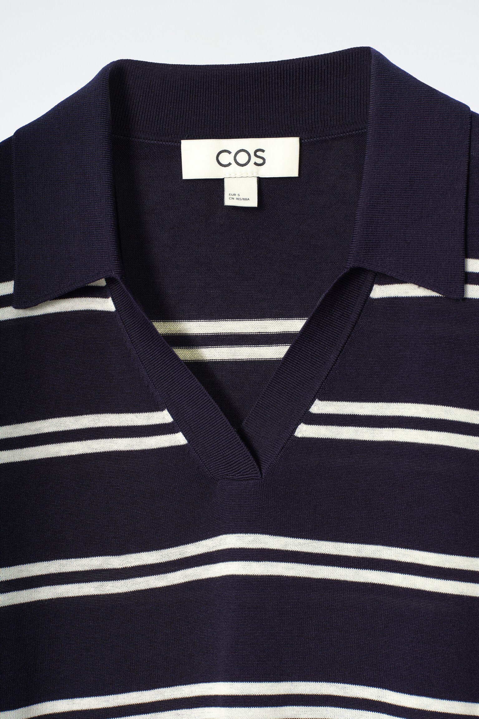POLO EN MAILLE DE SOIE - BLEU MARINE / RAYURES - 5