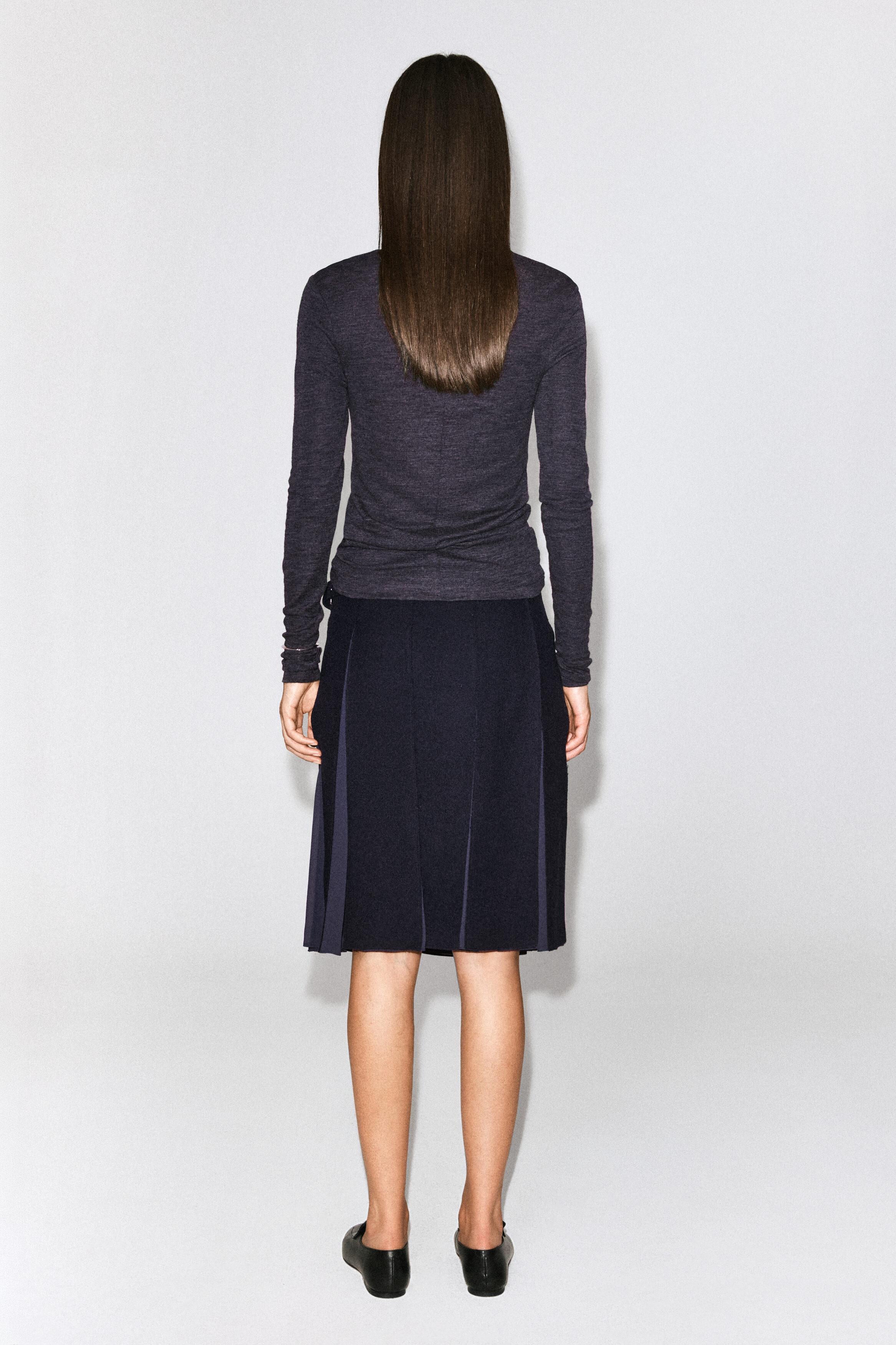 BELTED PLEATED WOOL-BLEND SKIRT - thumbnail 5