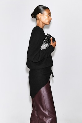 PARQUET SHOULDER BAG - EEL-EFFECT LEATHER — BLACK / EEL EFFECT 1
