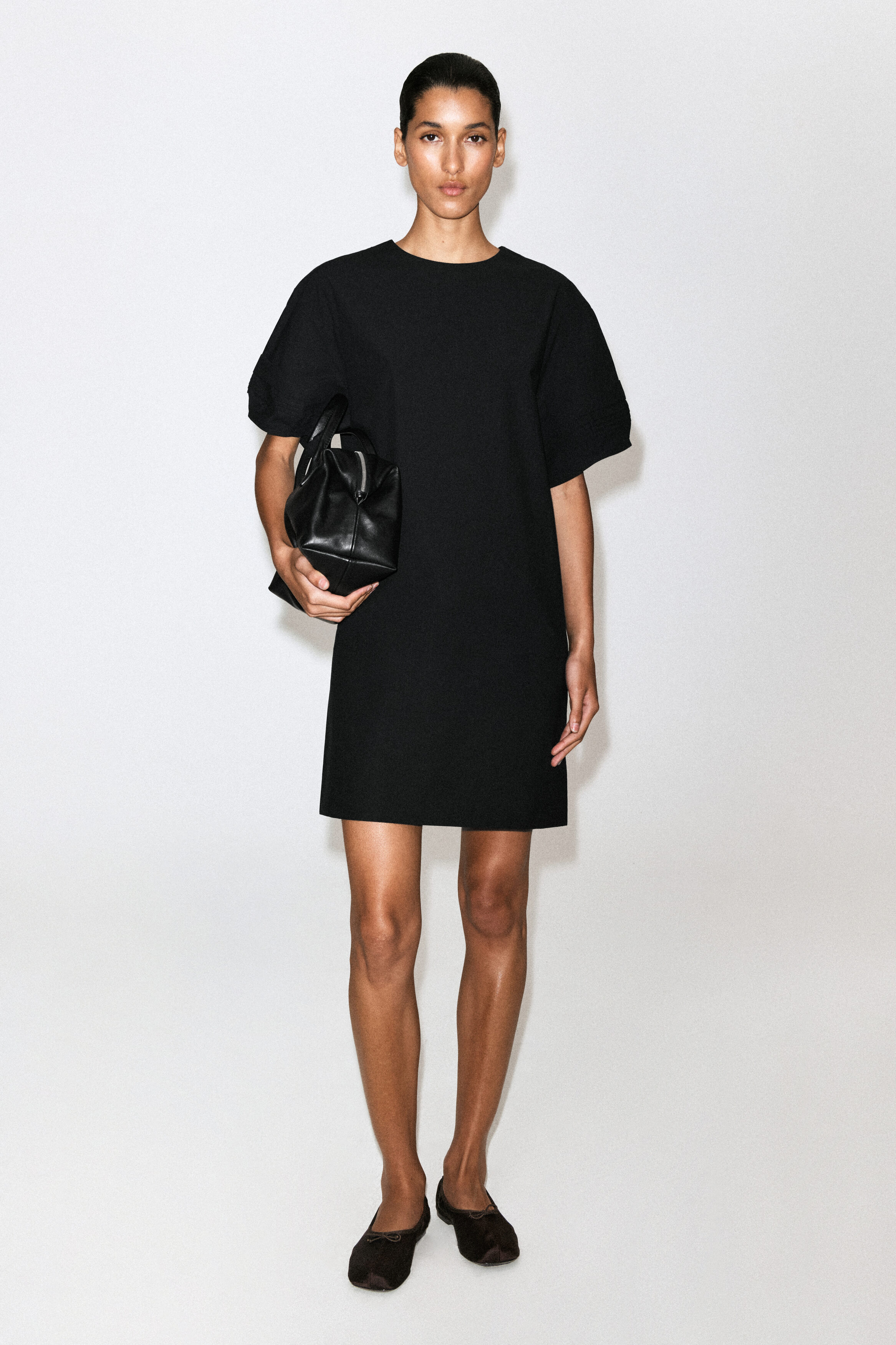 PINTUCKED COTTON MINI DRESS - BLACK | COS US