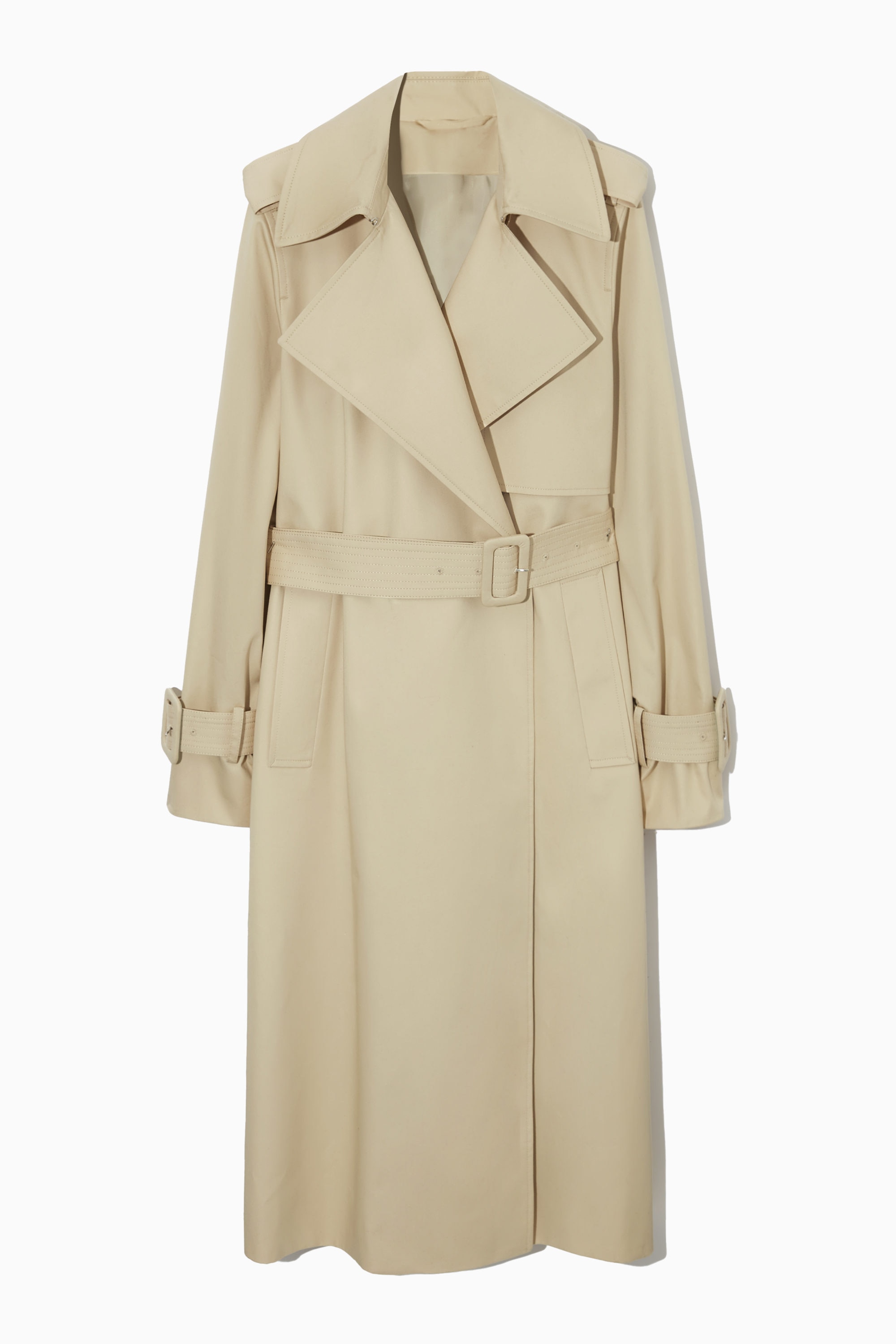 ジャケット・アウター VALENTINO Beige Oversized Trench Coat Feather-trimmed cotton canvas trench coat in beige