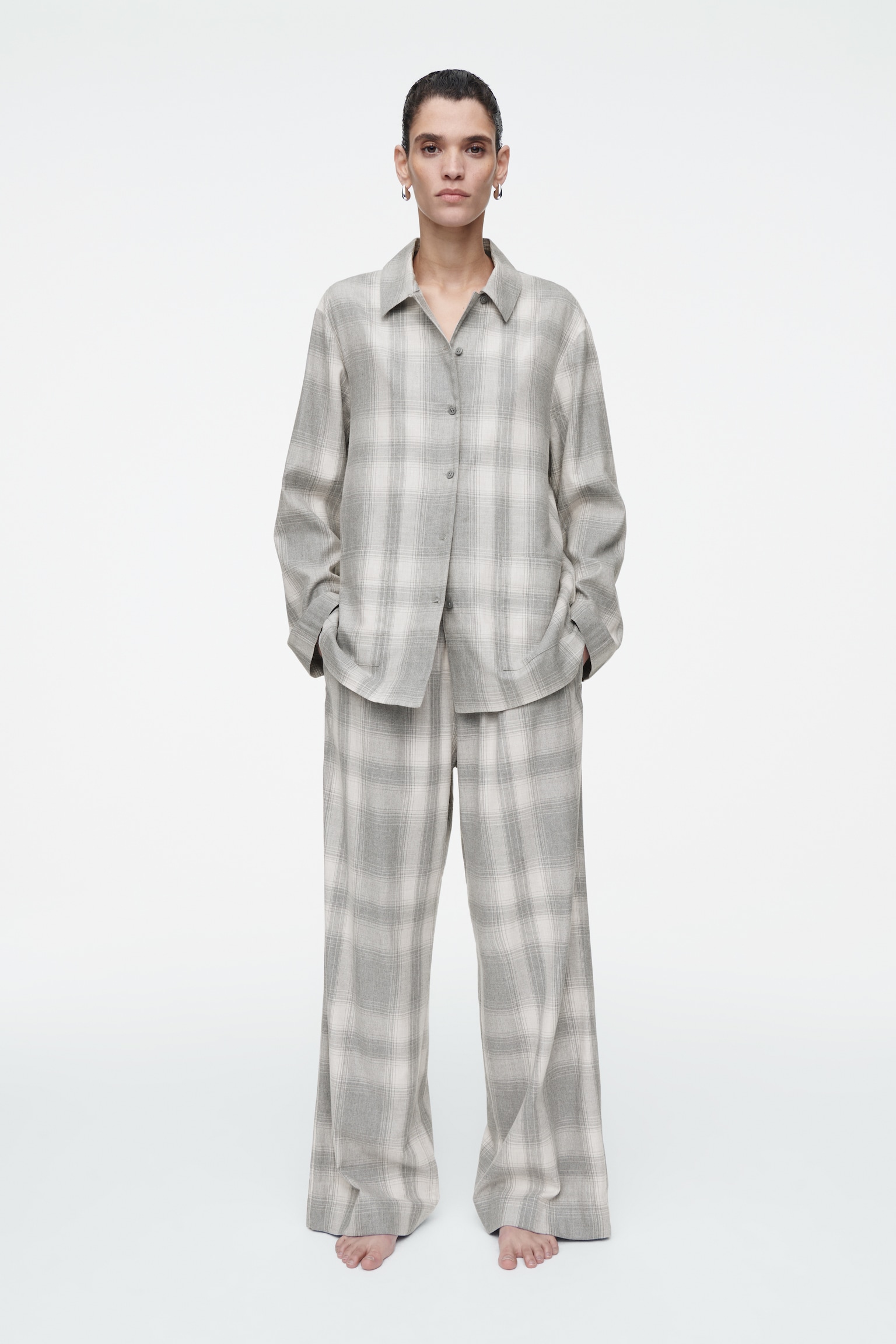 CHECKED FLANNEL PYJAMA TROUSERS - GREY / CHECKED