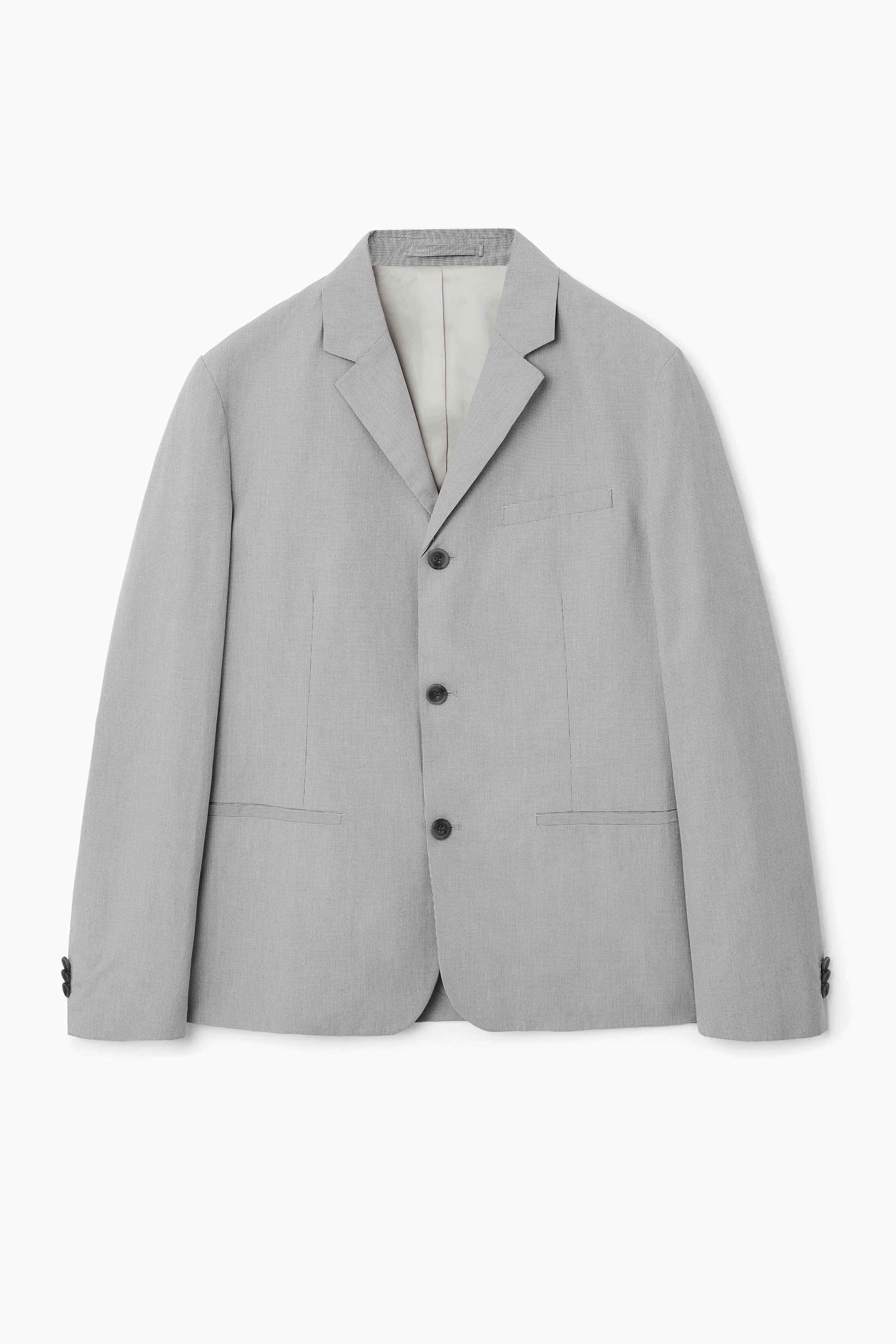 REGULAR MICRO-HOUNDSTOOTH SINGLE-BREASTED BLAZER - BEIGE