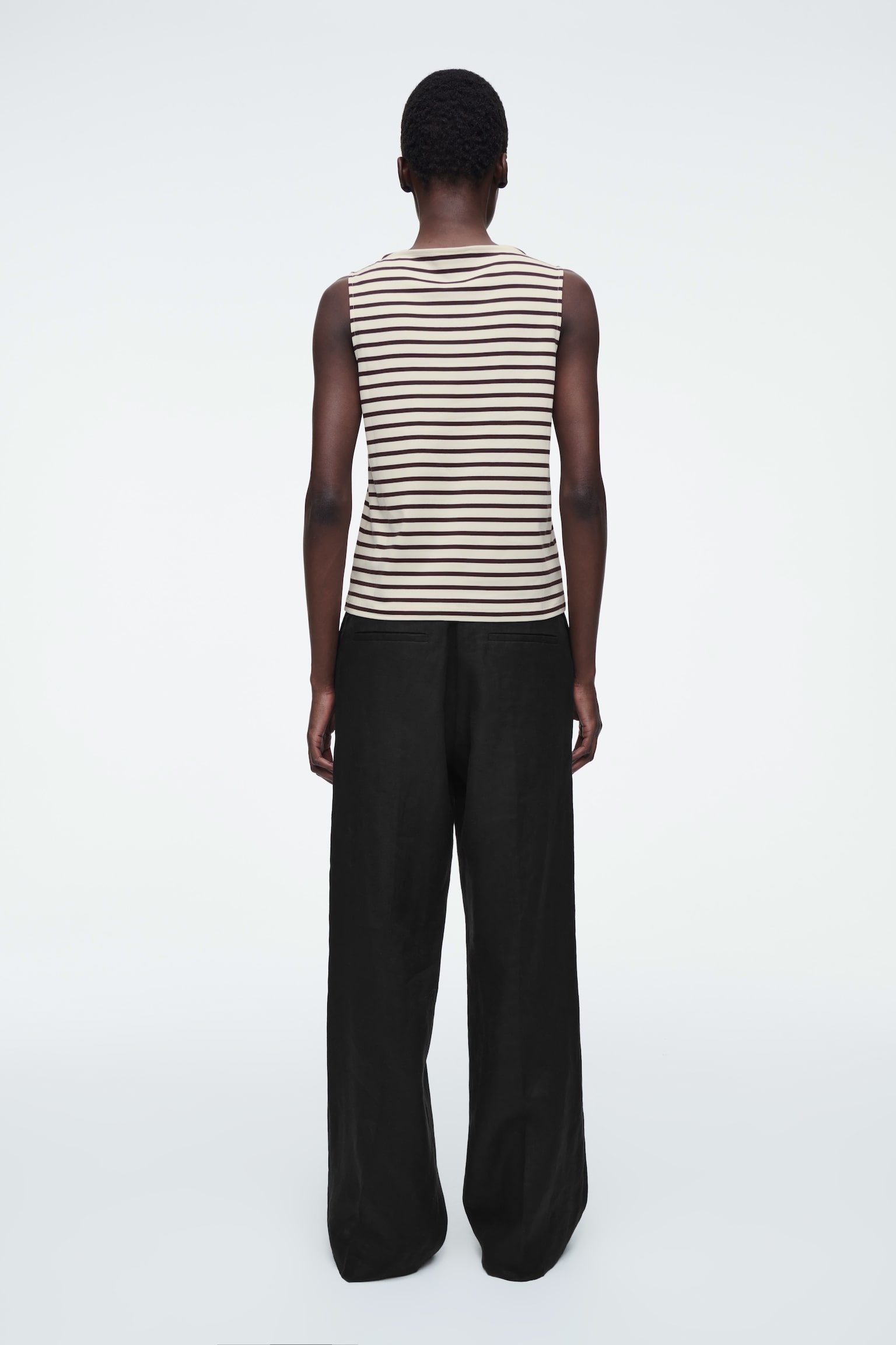 BOAT-NECK TANK TOP - IVORY / BROWN / STRIPED/KHAKI - 5