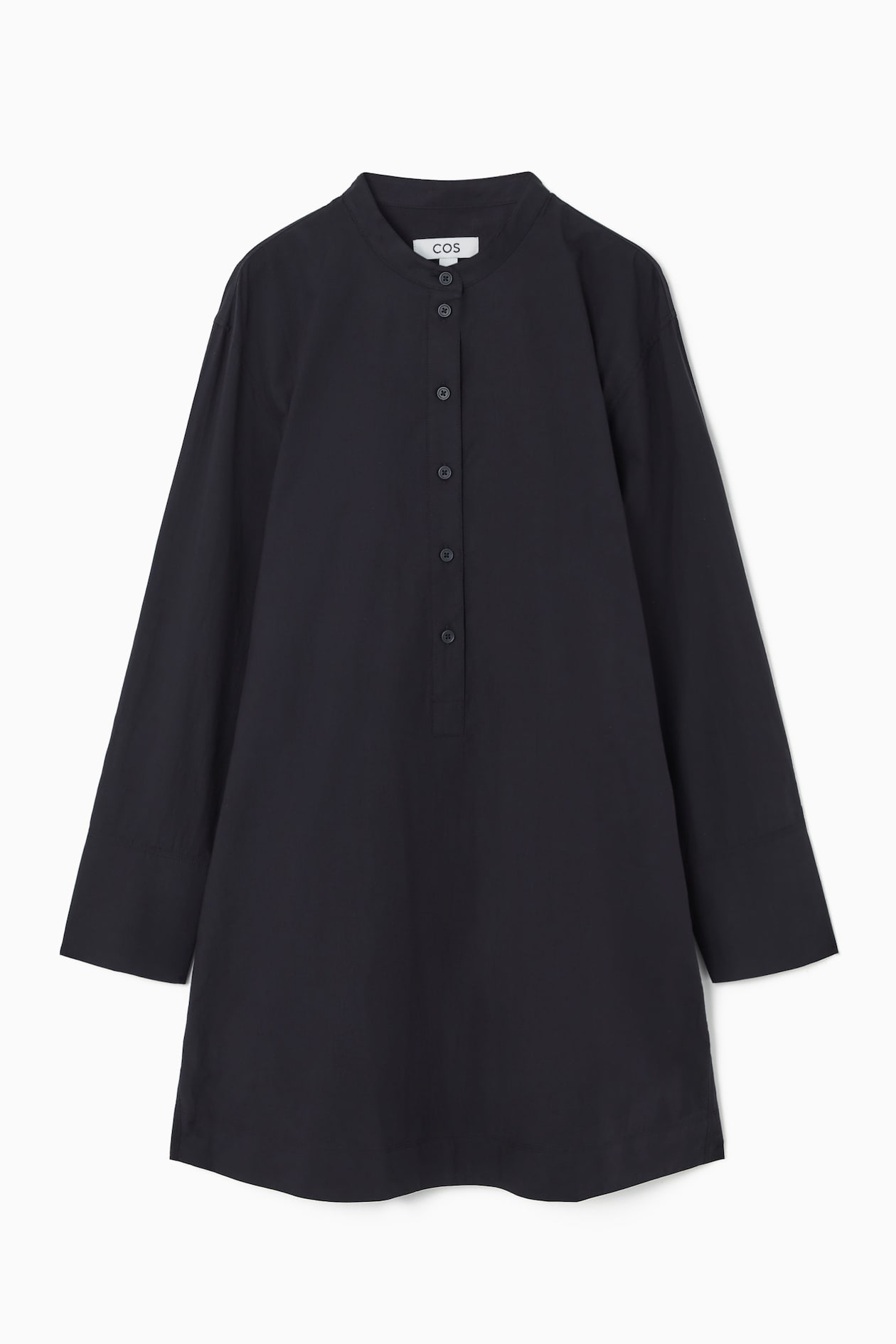 COLLARLESS MINI SHIRT DRESS