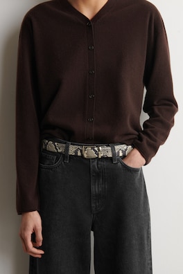 REVERSIBLE LEATHER BELT — SNAKESKIN EFFECT / BLACK 1