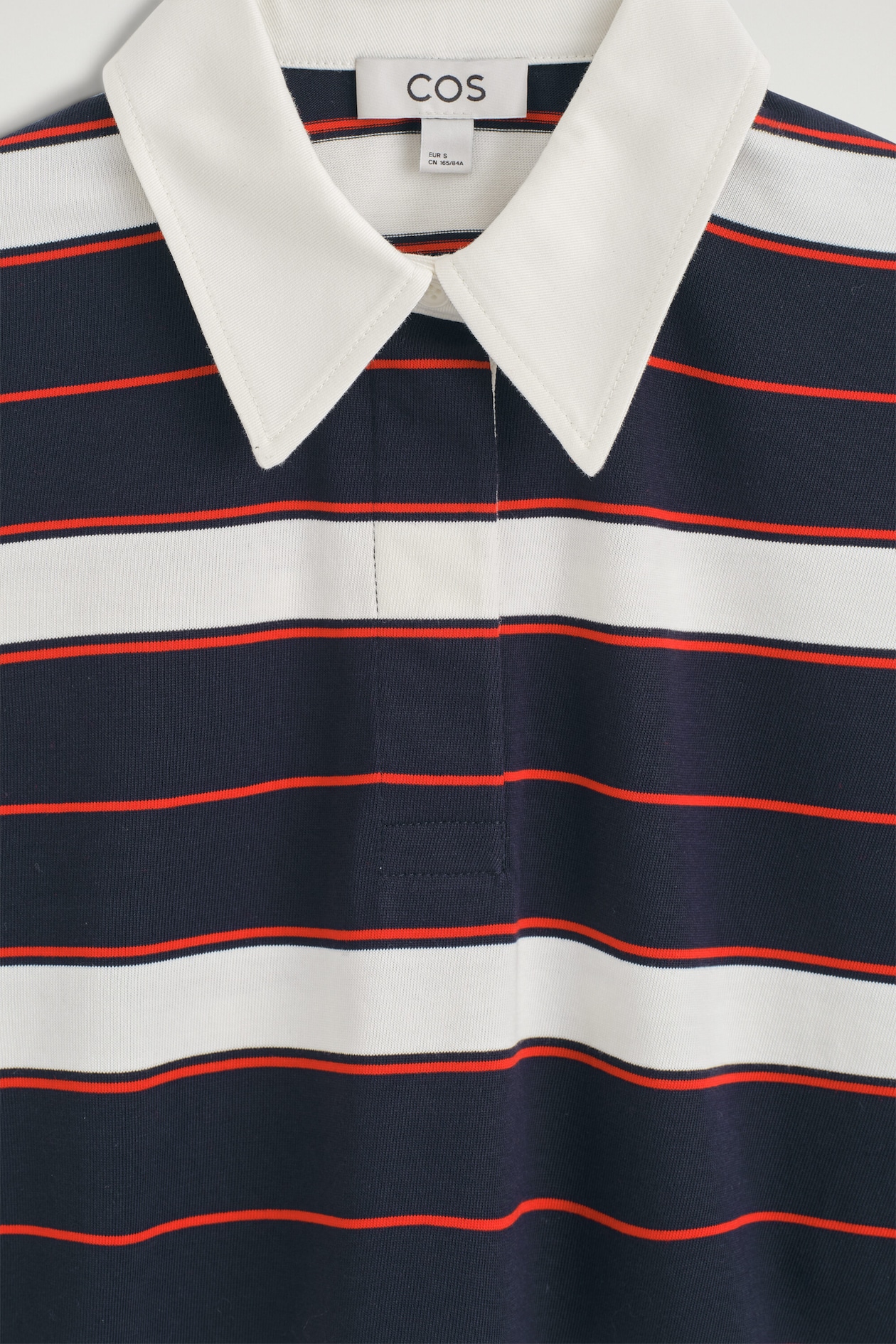 STRIPED COTTON RUGBY SHIRT — NAVY / RED / STRIPED