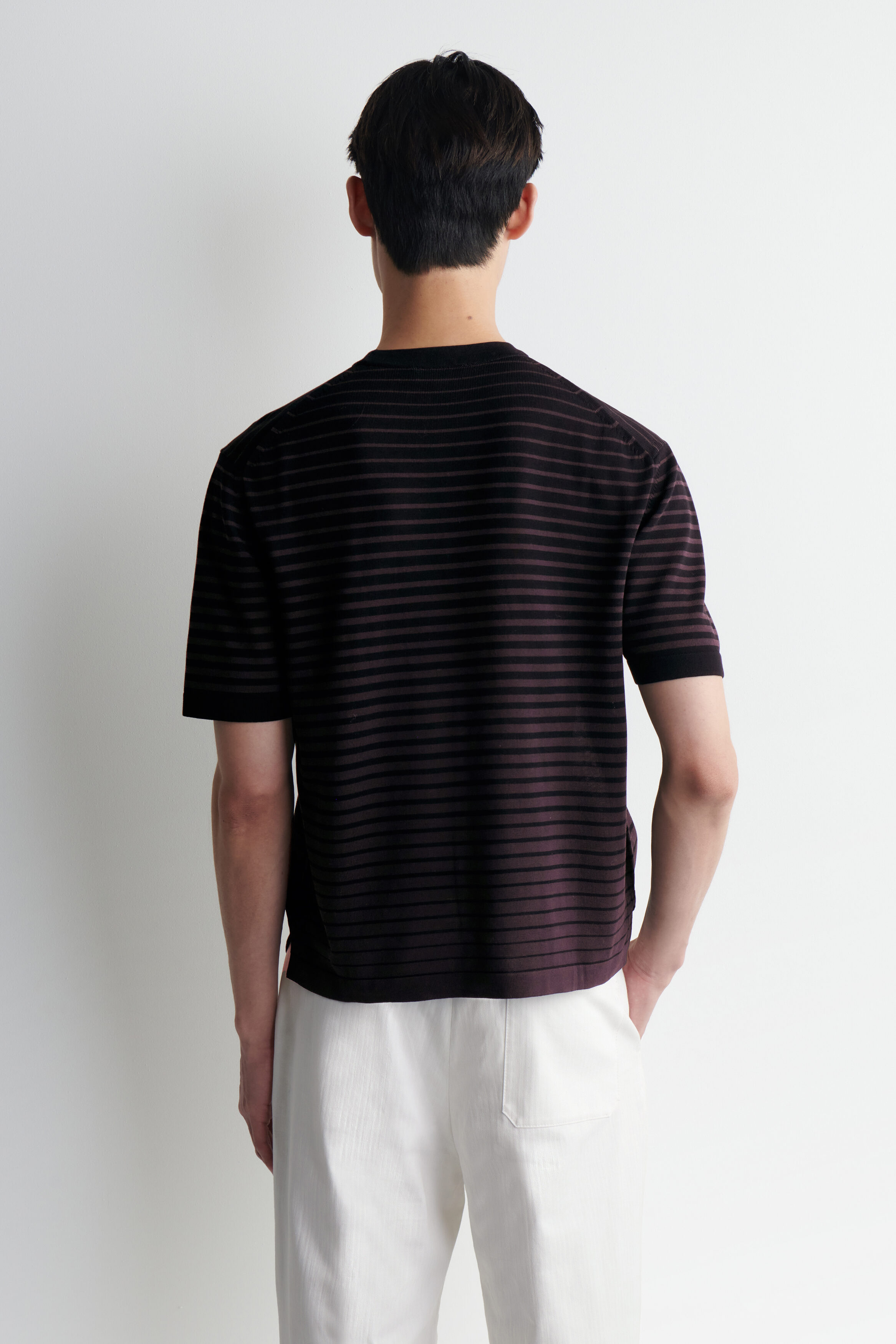 STRIPED KNITTED COTTON T-SHIRT - thumbnail 3