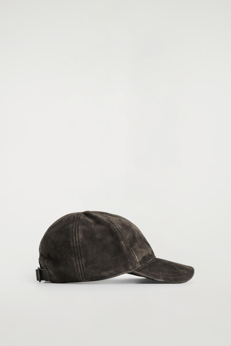 Cos Suede Baseball Cap In Brown