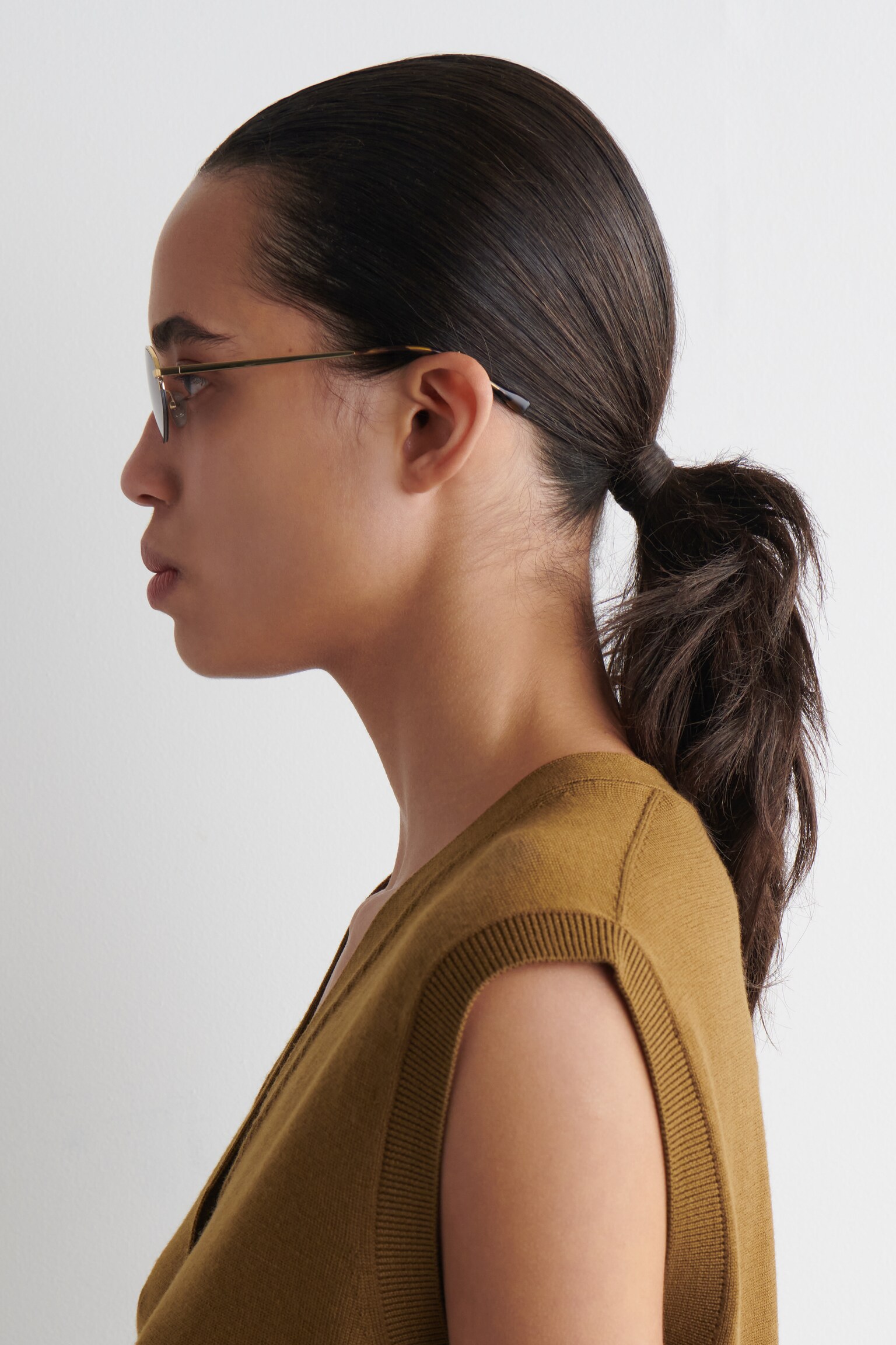 LUNETTES DE SOLEIL OVALES À MONTURE MÉTALLIQUE - OR / MOTIF ÉCAILLE - 5