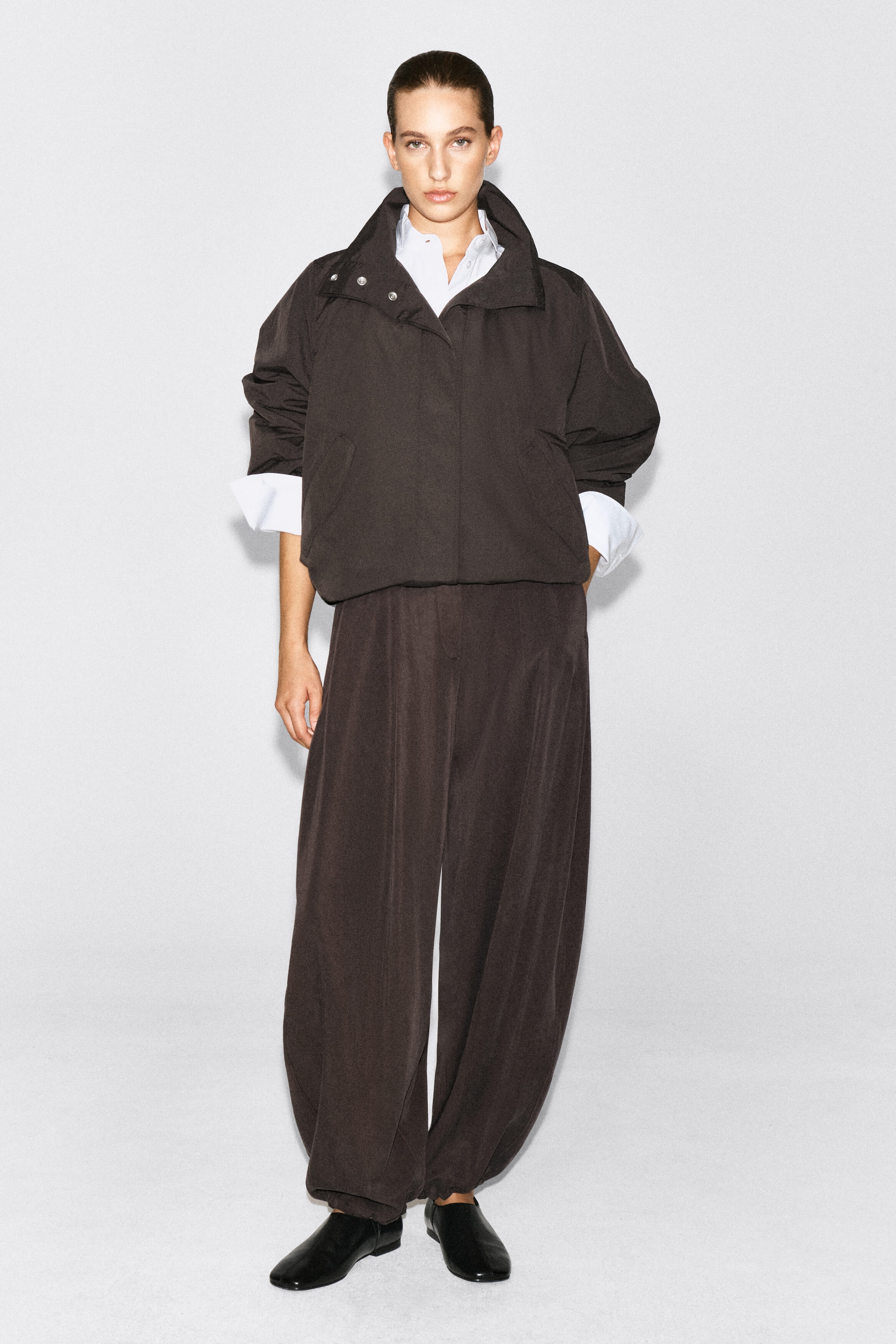 NYLON FUNNEL-NECK JACKET