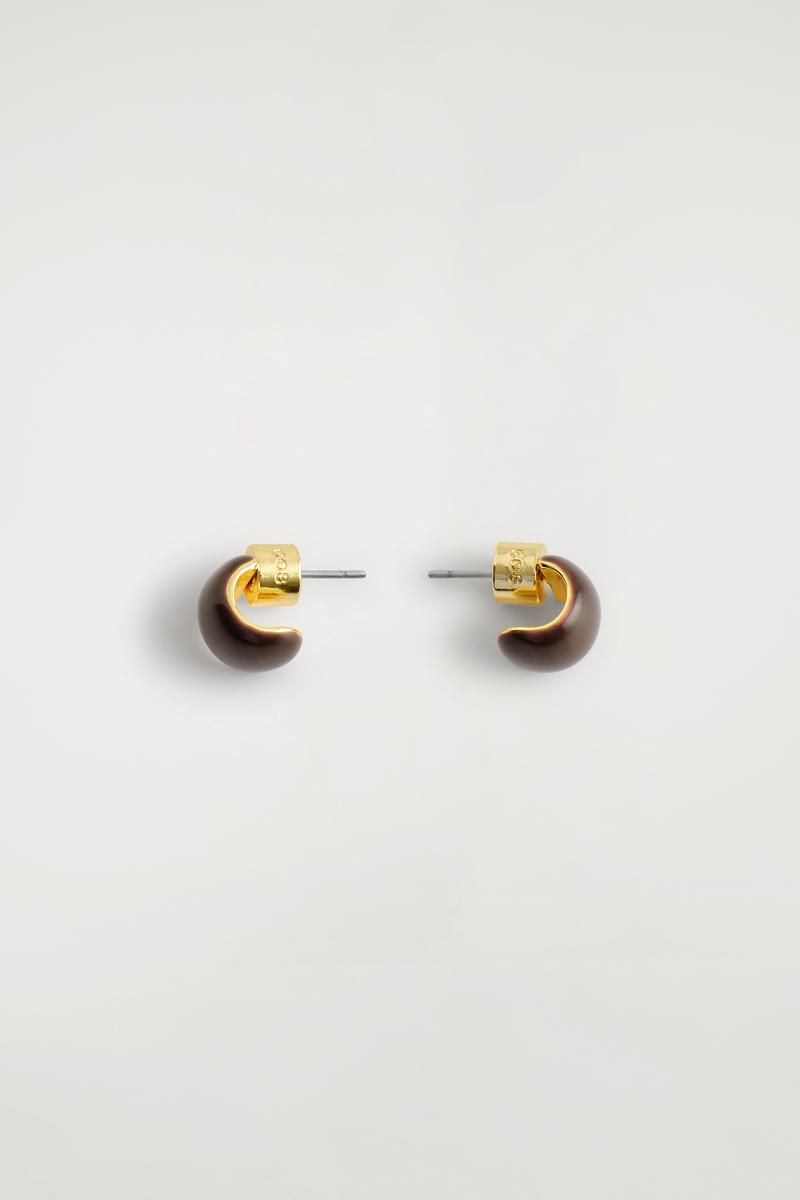 COS Mini Half-Hoop Earrings Brown Women's
