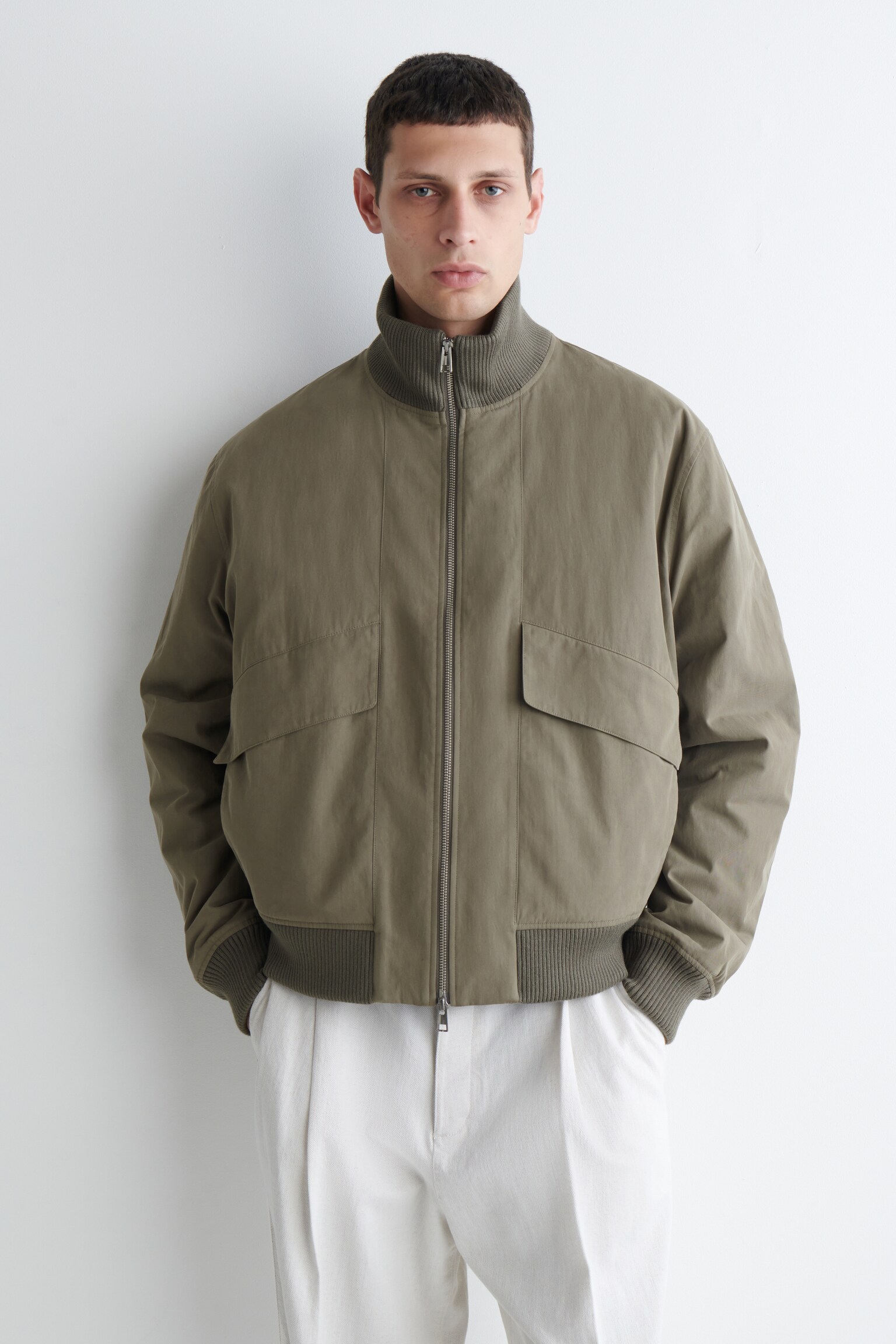 BLOUSON AVIATEUR REMBOURRÉ EN COTON - GRÈGE/NOIR - 7