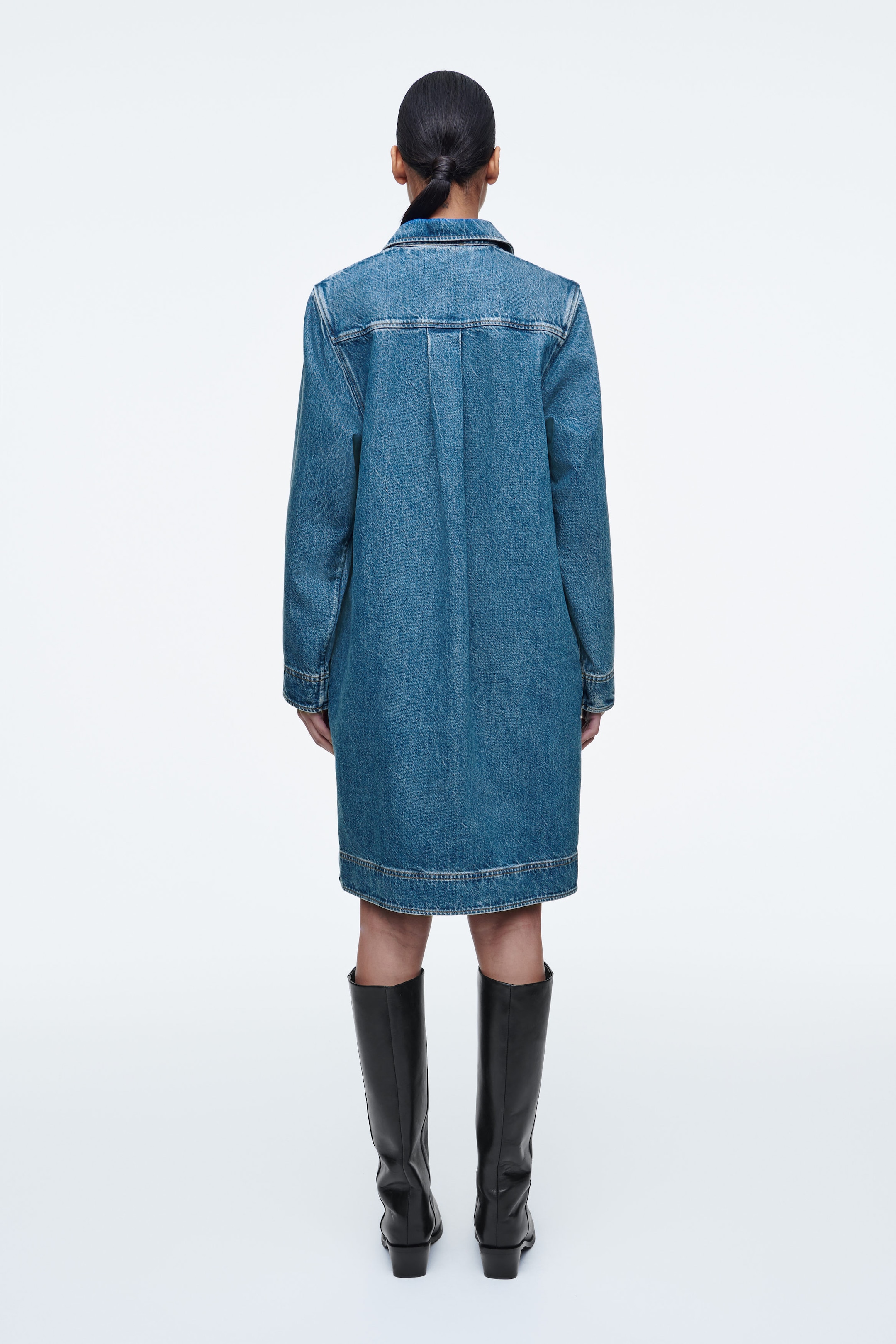 DENIM HALF-ZIP DRESS