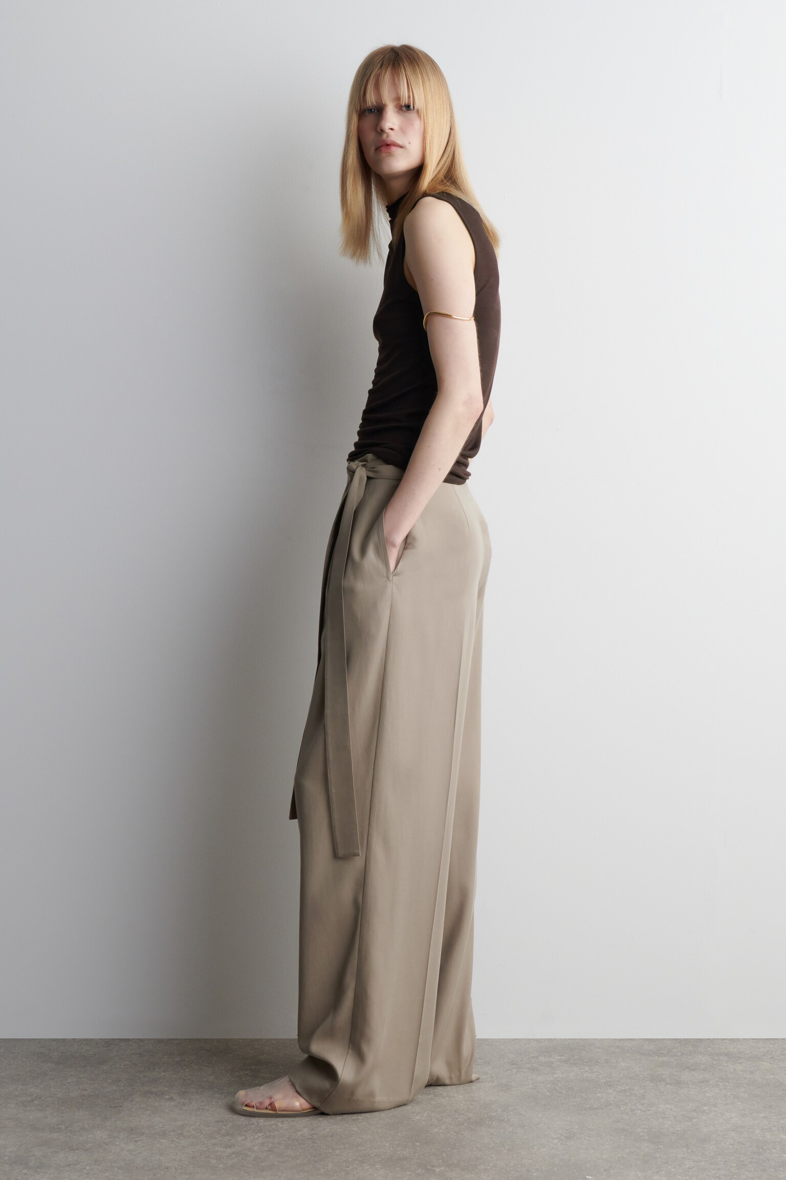 PANTALON FLUIDE PORTEFEUILLE - TAUPE/ROSE/NOIR - 6